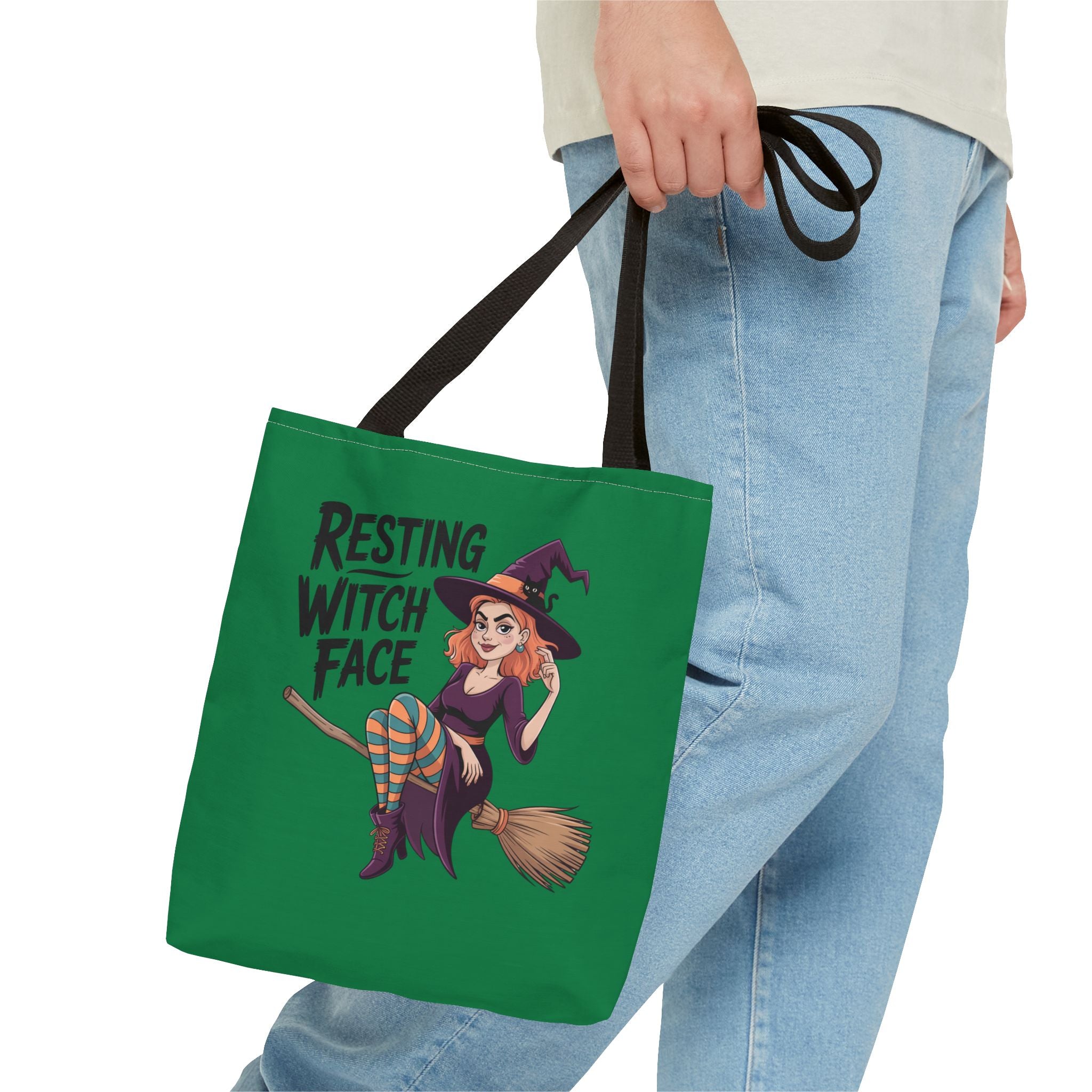 “Resting Witch Face” Tote Bag — Halloween Witch Illustration Tote