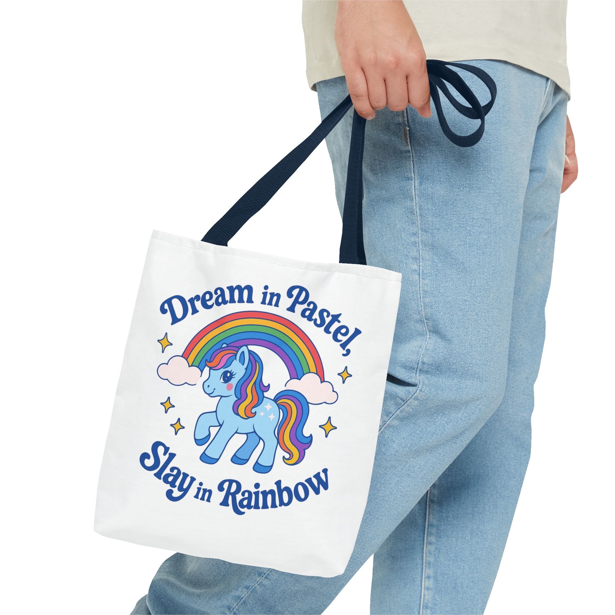 Pastel Rainbow Unicorn Tote Bag — “Dream in Pastel, Slay in Rainbow”