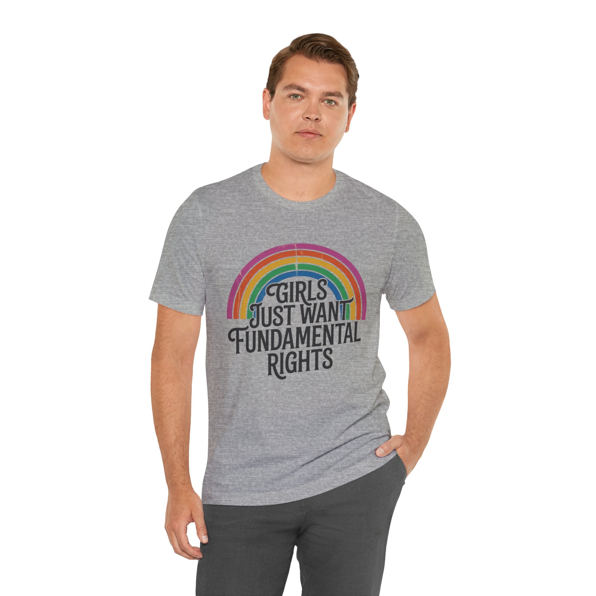 “Girls Just Want Fundamental Rights” Tee — Feminist Rainbow Graphic T-Shirt