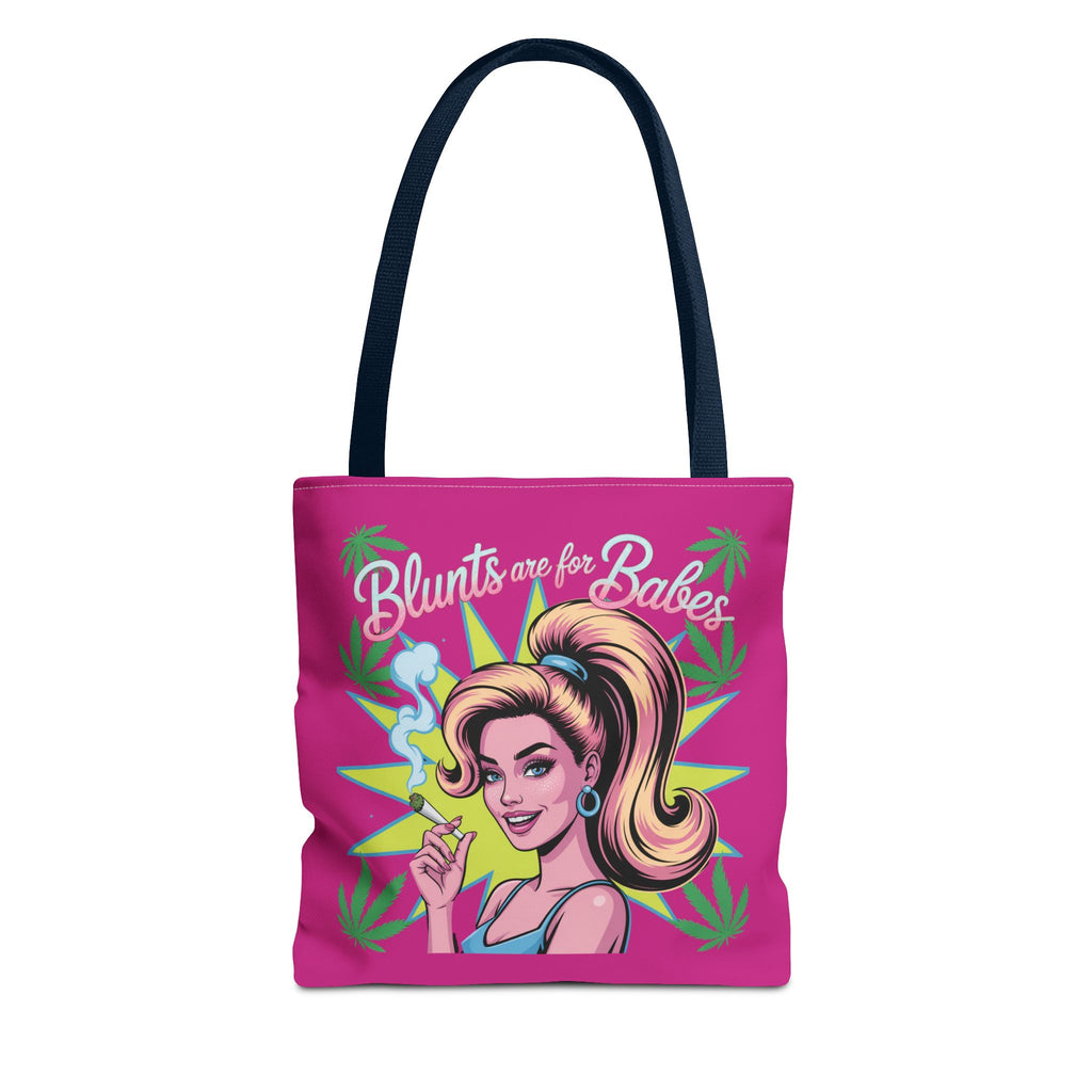 “Blunts Are for Babes” Pink Graphic Tote Bag — Retro Pinup Cannabis Shopper