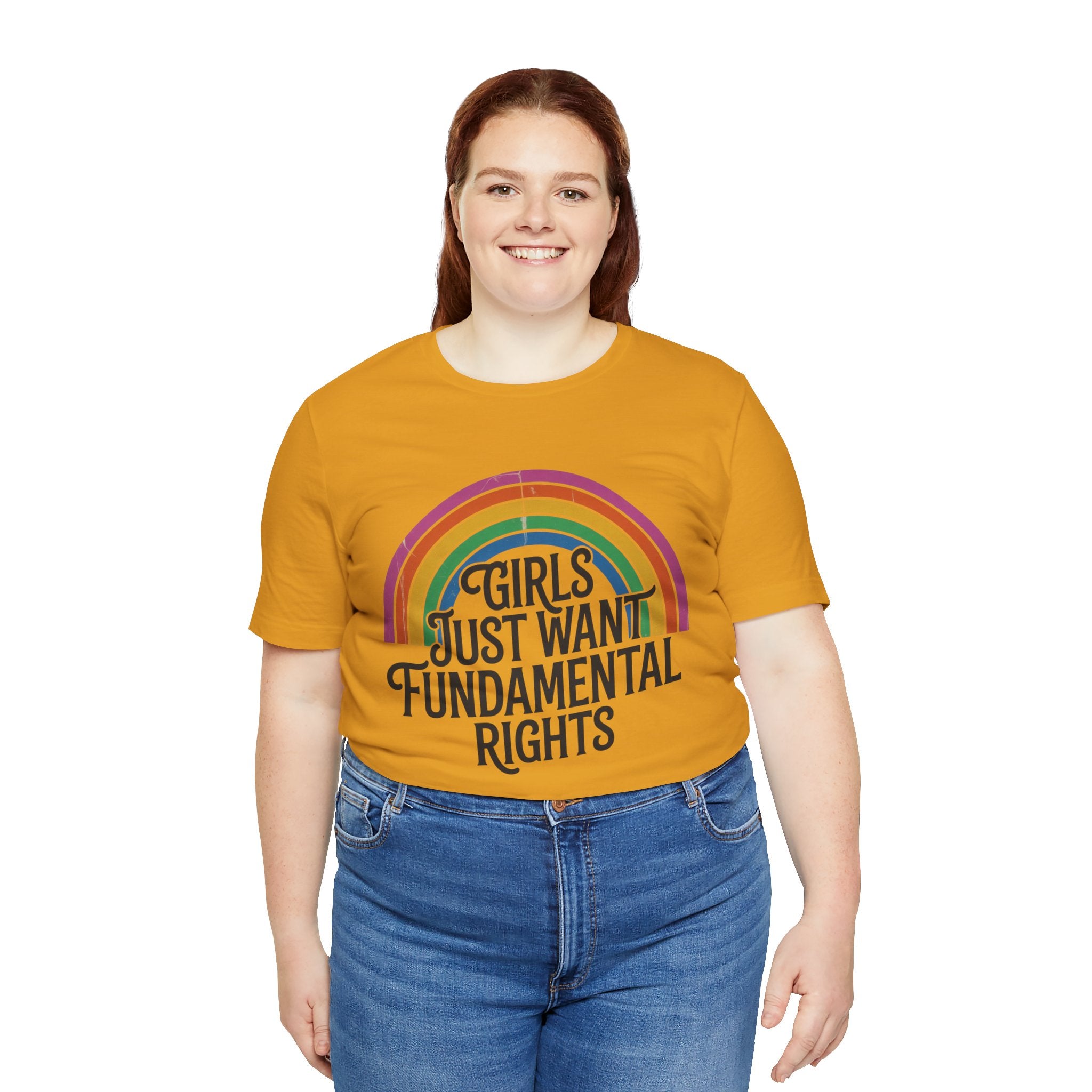 “Girls Just Want Fundamental Rights” Tee — Feminist Rainbow Graphic T-Shirt