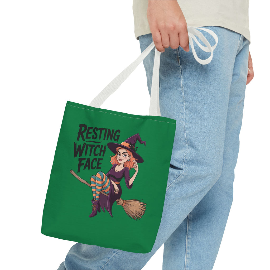 “Resting Witch Face” Tote Bag — Halloween Witch Illustration Tote