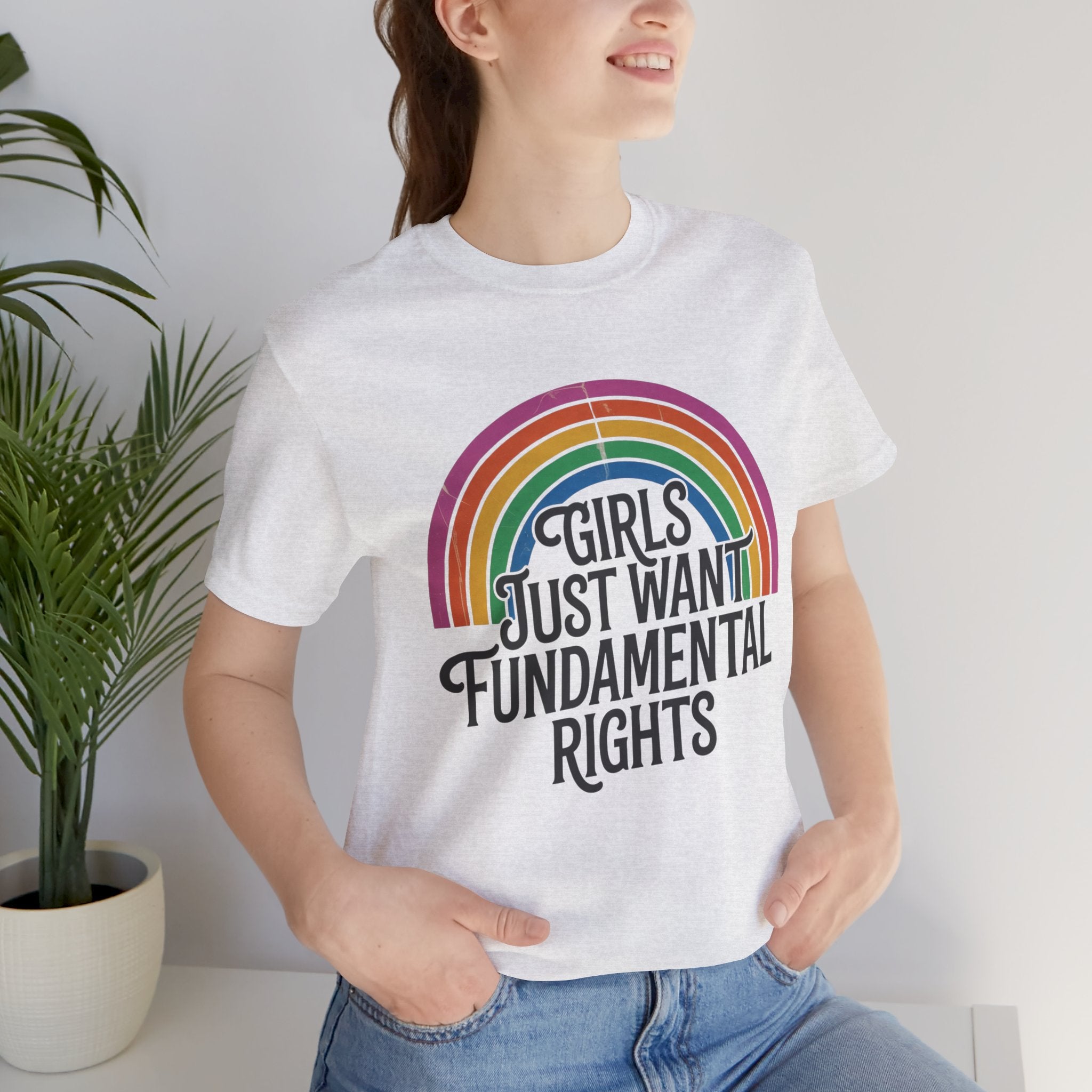 “Girls Just Want Fundamental Rights” Tee — Feminist Rainbow Graphic T-Shirt