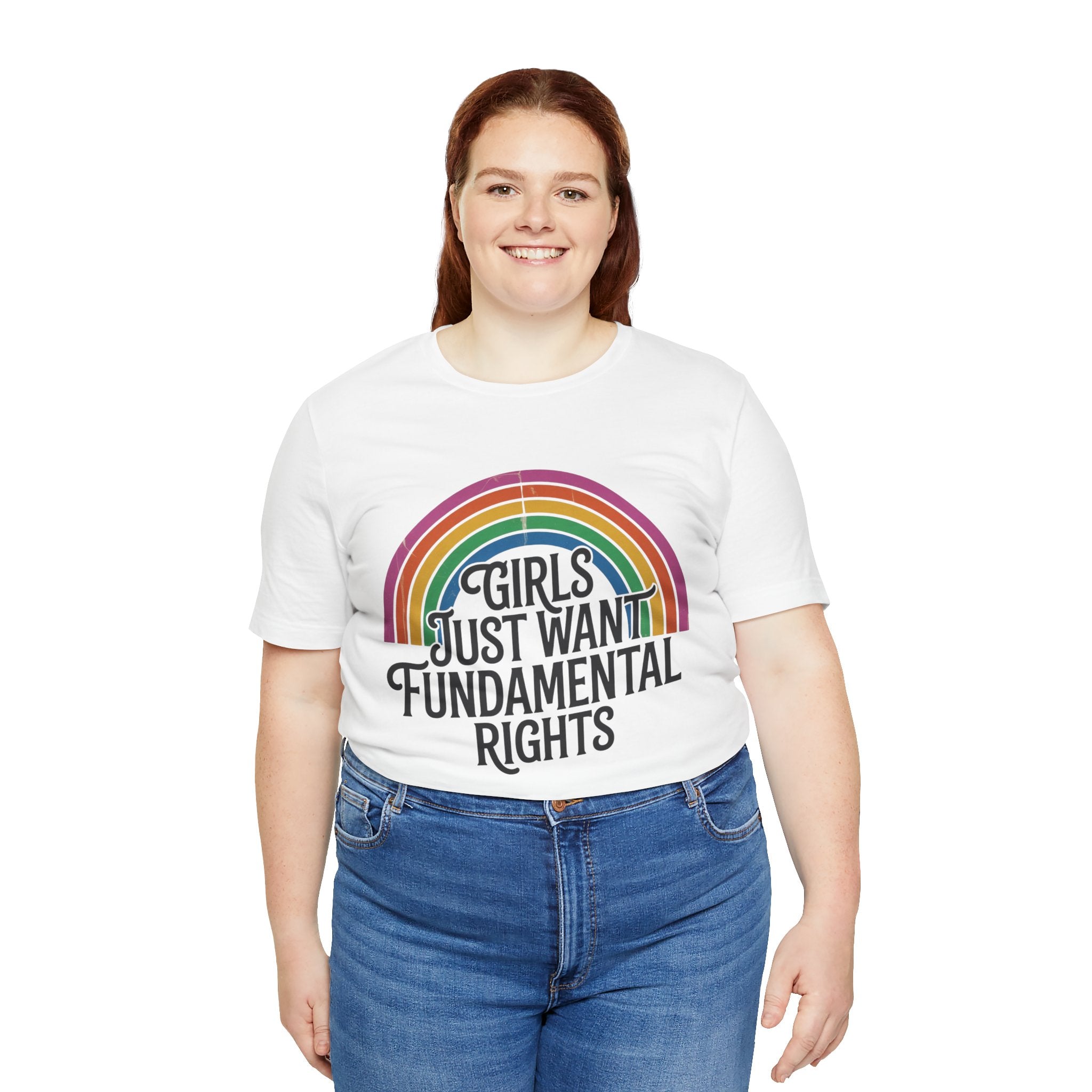 “Girls Just Want Fundamental Rights” Tee — Feminist Rainbow Graphic T-Shirt