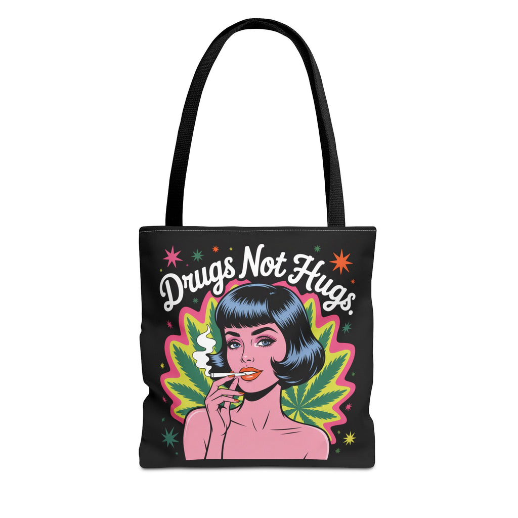 “Drugs Not Hugs” Retro Pin-Up Cannabis Graphic Tote