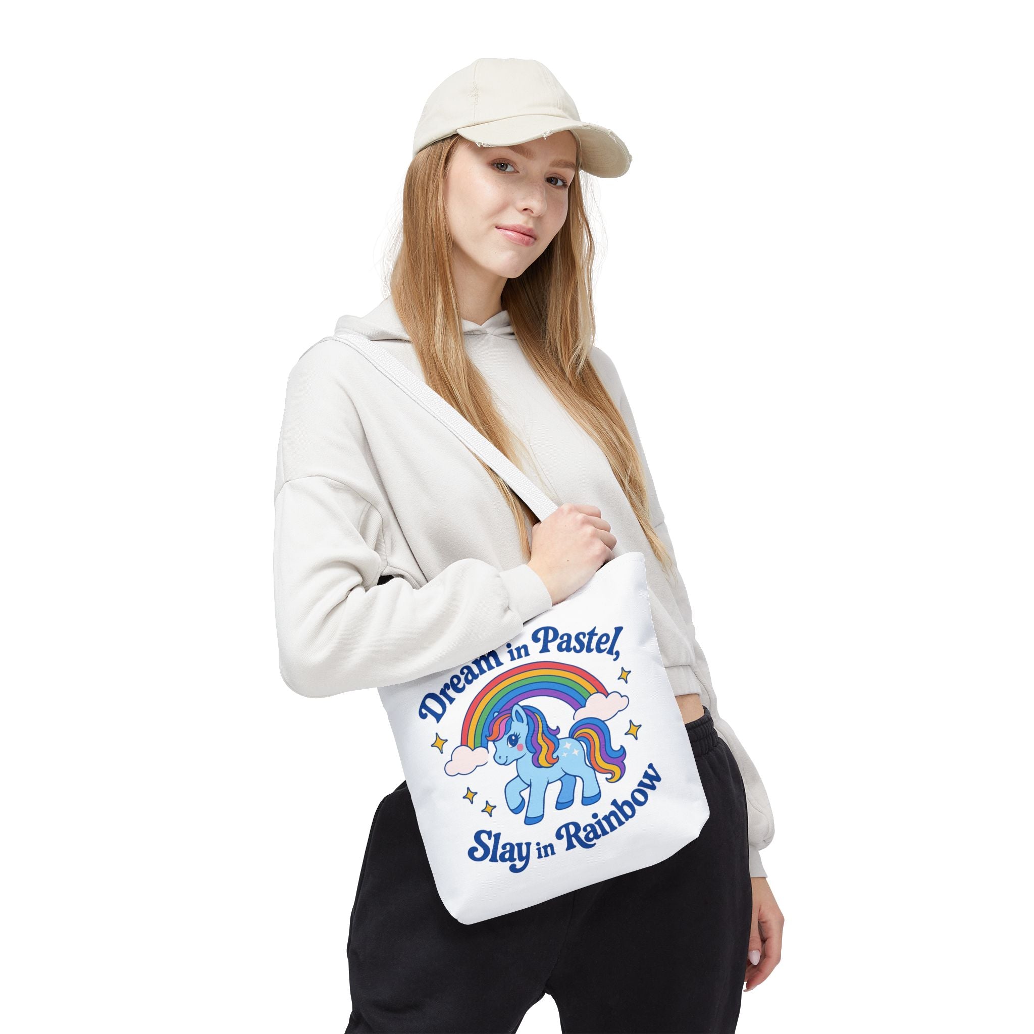 Pastel Rainbow Unicorn Tote Bag — “Dream in Pastel, Slay in Rainbow”