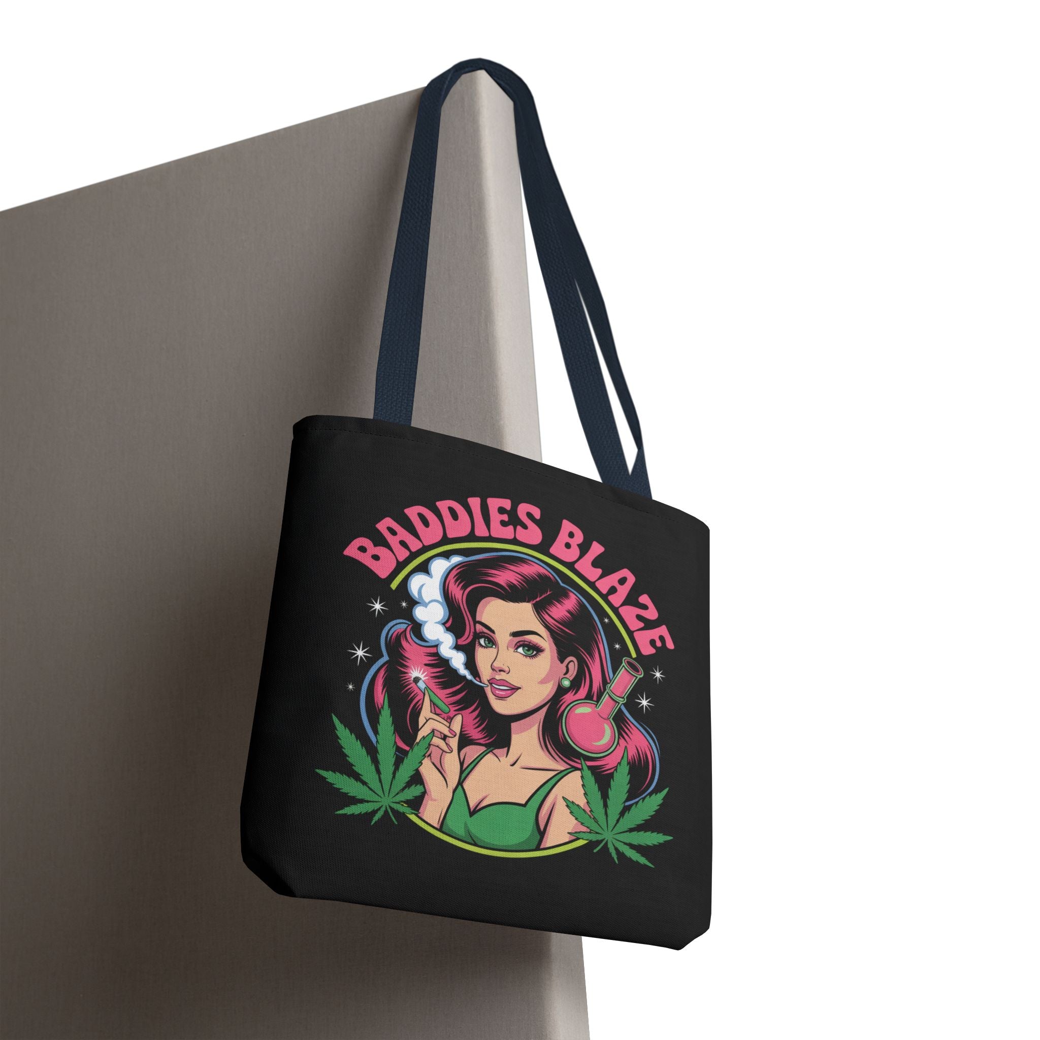 "Baddies Blaze" Retro Pin-Up Cannabis Tote (All-Over Print)