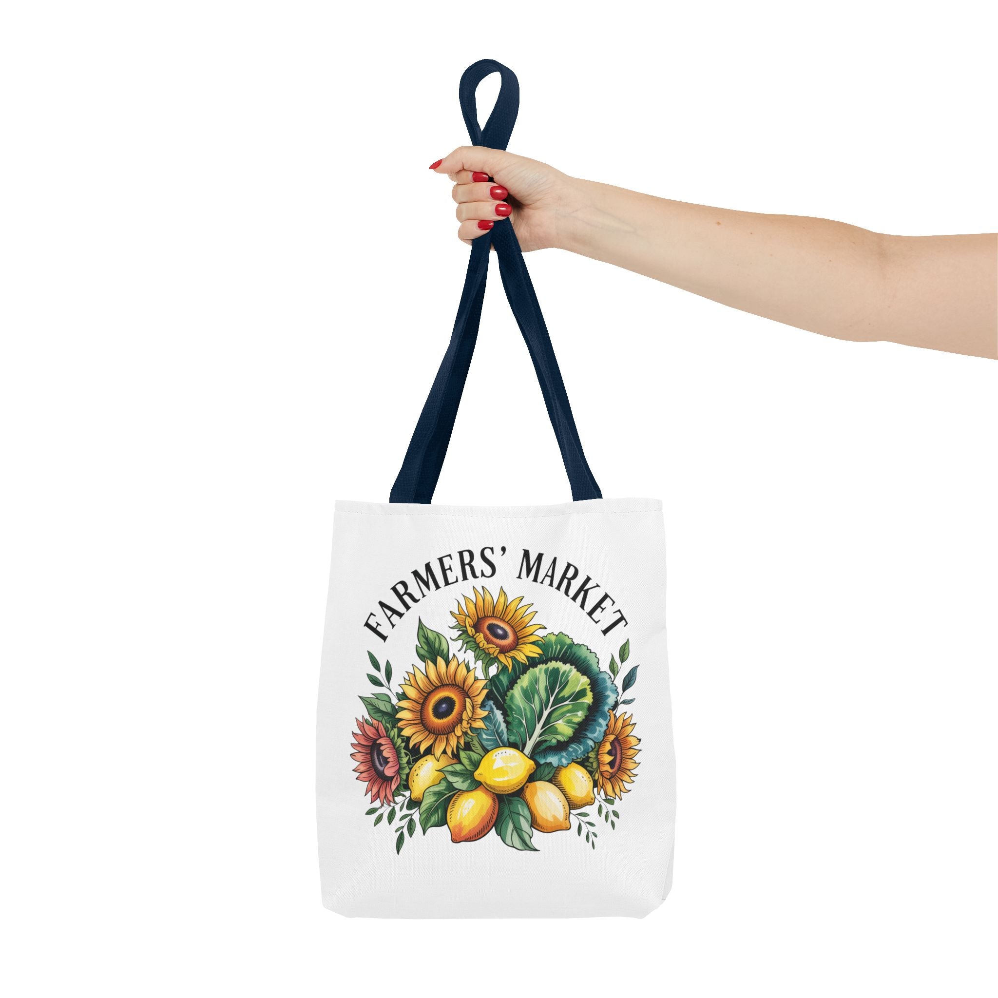 Sac de courses pour marché fermier — Tournesol, citrons et légumes verts Sac de courses réutilisable