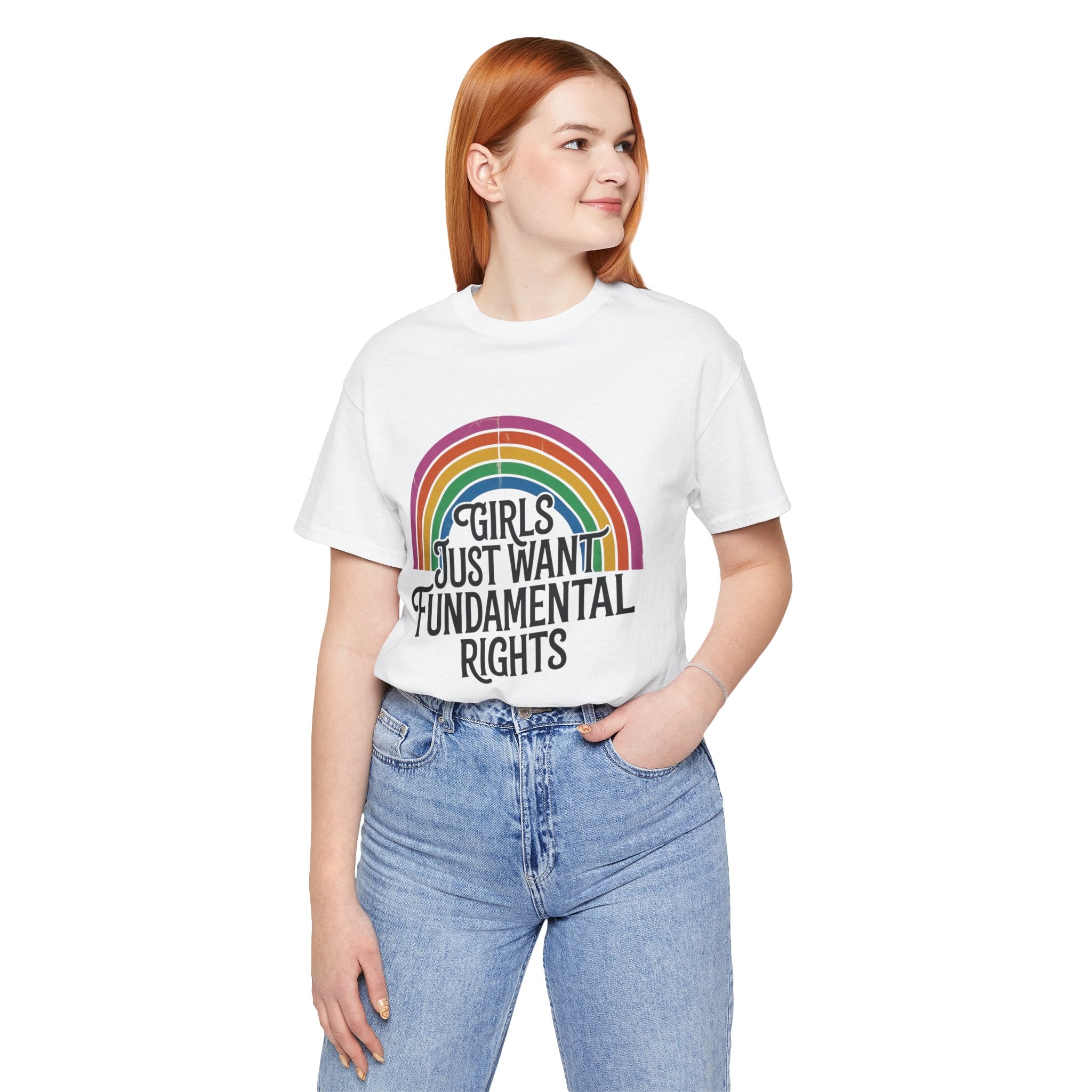“Girls Just Want Fundamental Rights” Tee — Feminist Rainbow Graphic T-Shirt