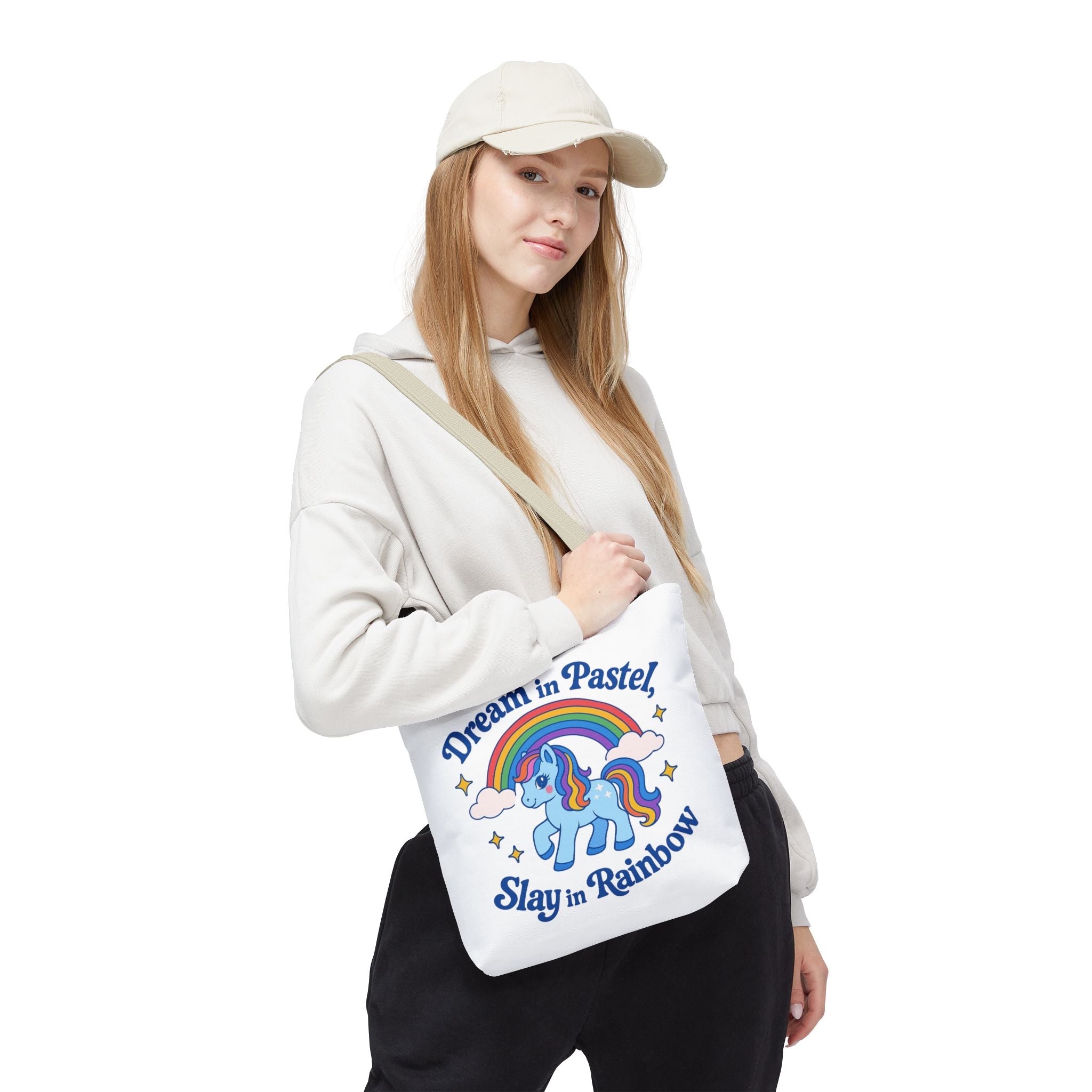 Pastel Rainbow Unicorn Tote Bag — “Dream in Pastel, Slay in Rainbow”