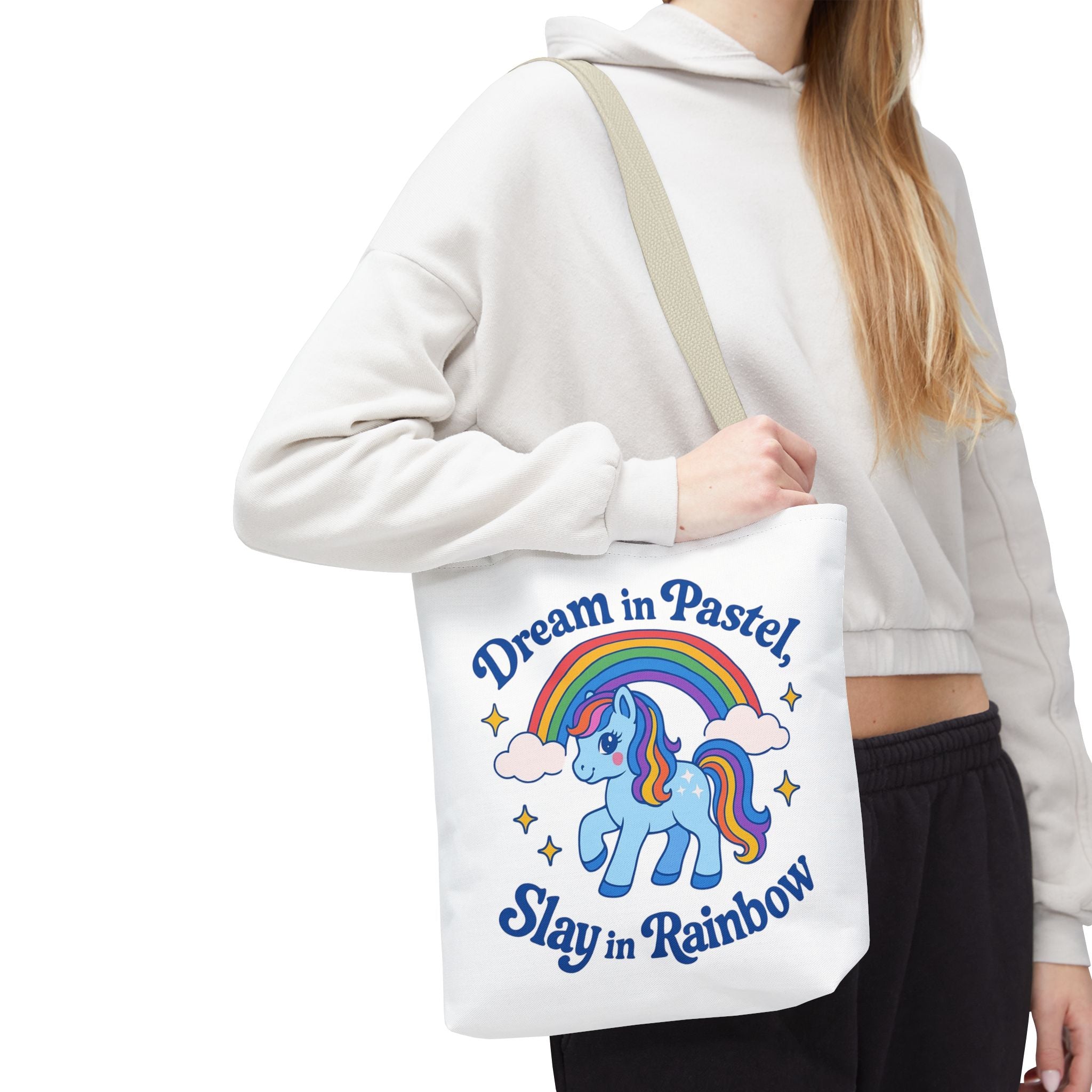 Pastel Rainbow Unicorn Tote Bag — “Dream in Pastel, Slay in Rainbow”