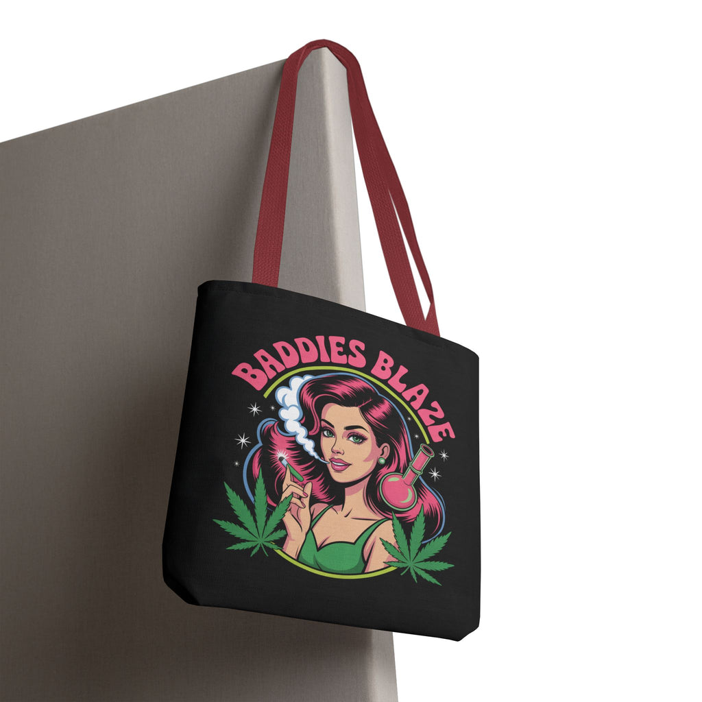 "Baddies Blaze" Retro Pin-Up Cannabis Tote (All-Over Print)