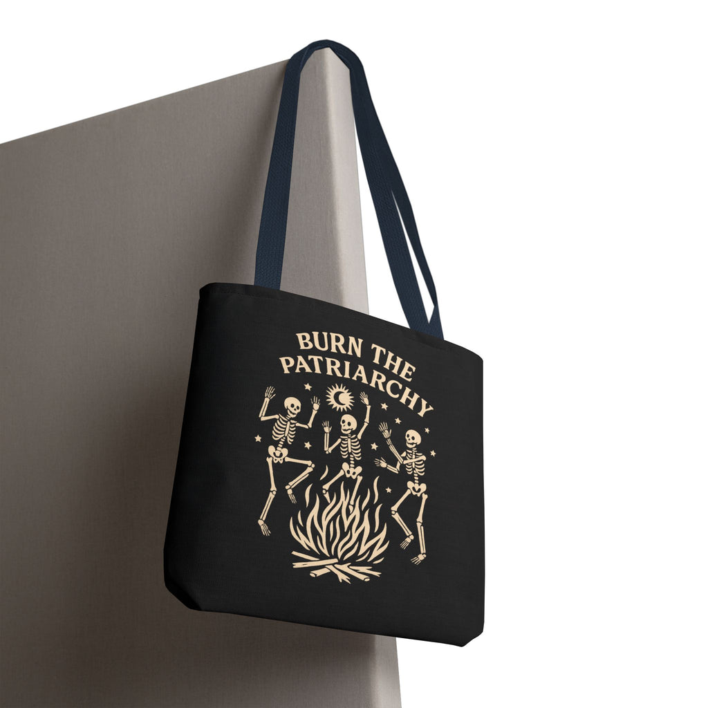 Burn the Patriarchy Skeletons Tote Bag — Feminist Protest Graphic Tote