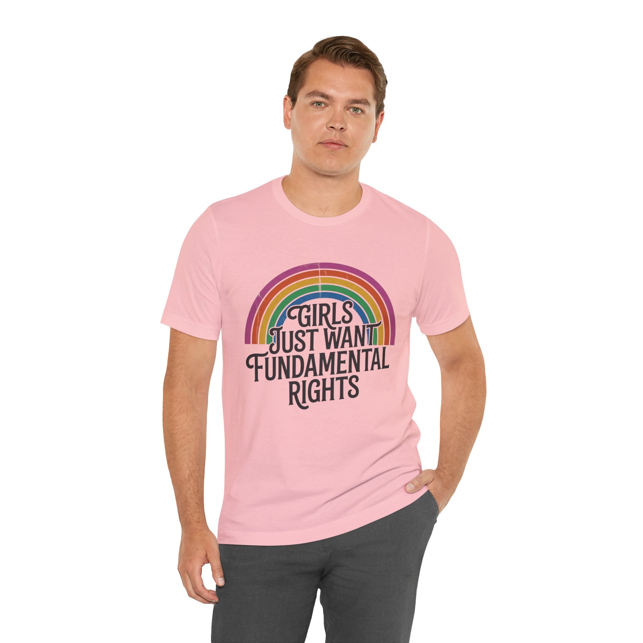 “Girls Just Want Fundamental Rights” Tee — Feminist Rainbow Graphic T-Shirt