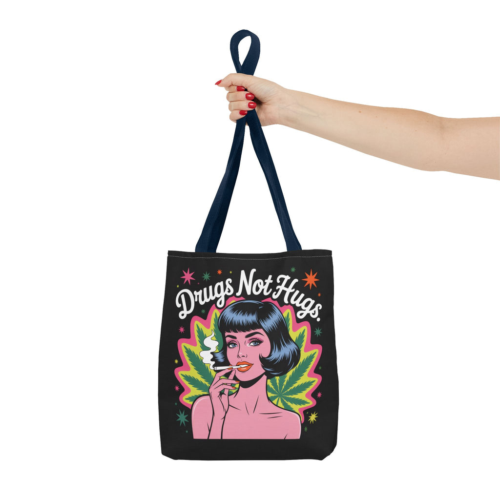 “Drugs Not Hugs” Retro Pin-Up Cannabis Graphic Tote