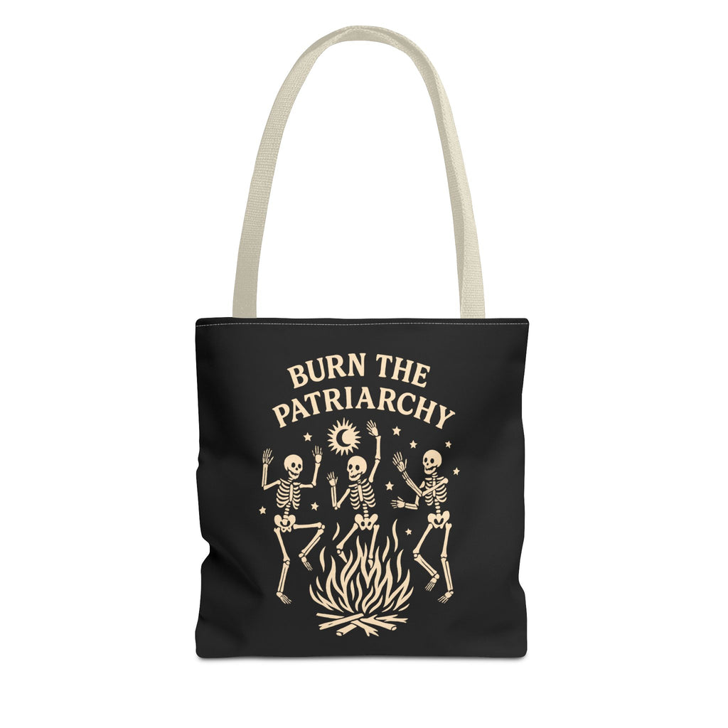 Burn the Patriarchy Skeletons Tote Bag — Feminist Protest Graphic Tote