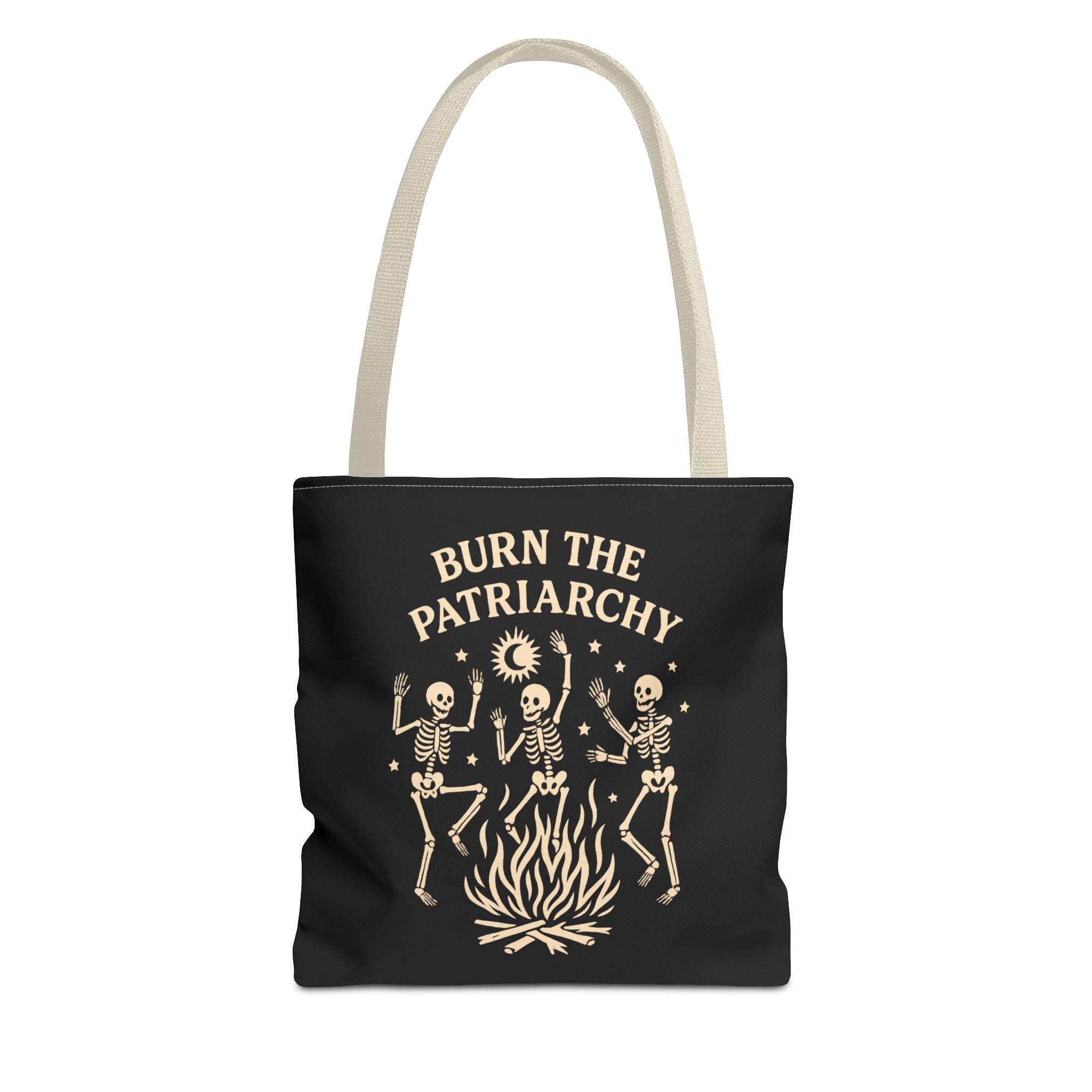 Burn the Patriarchy Skeletons Tote Bag — Feminist Protest Graphic Tote