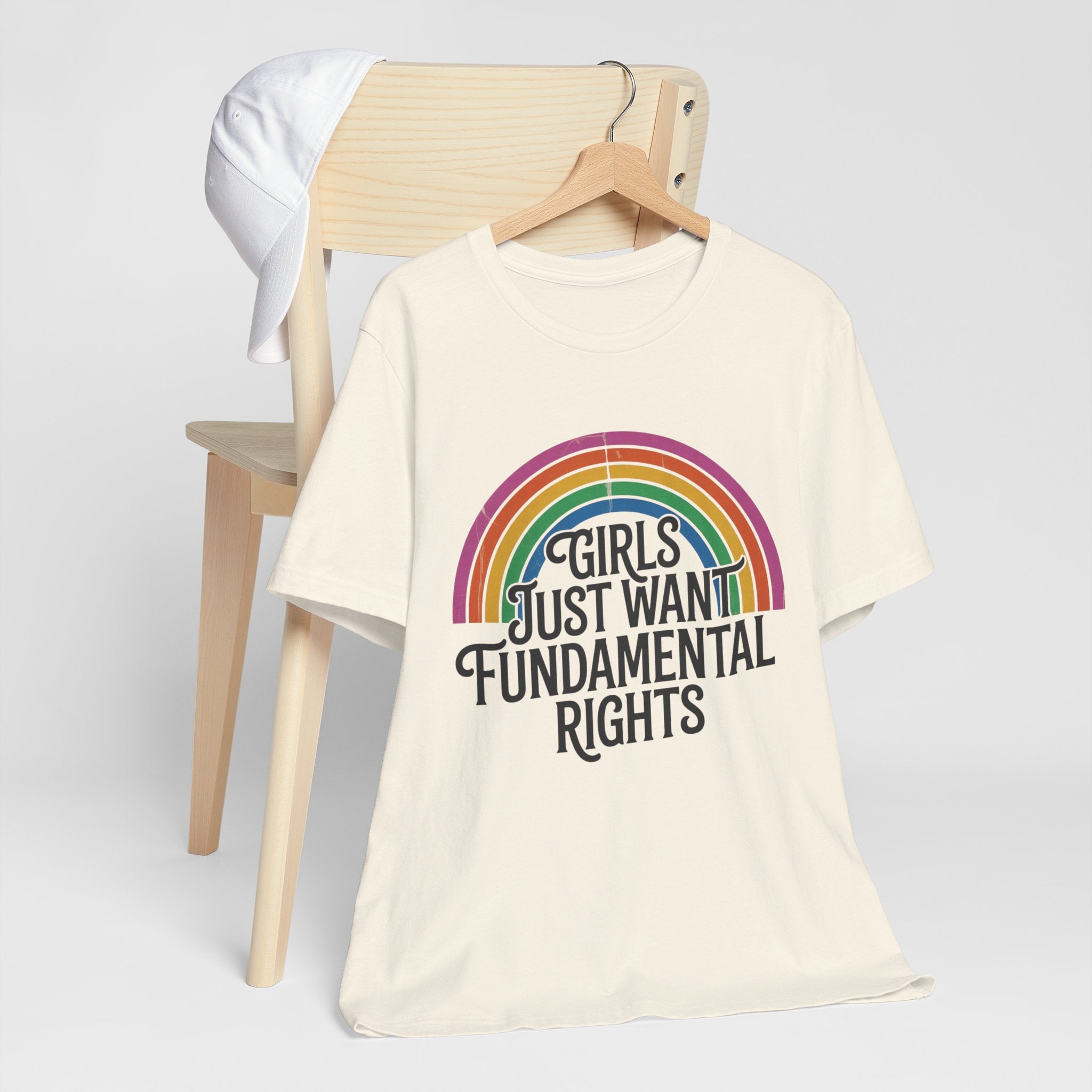 “Girls Just Want Fundamental Rights” Tee — Feminist Rainbow Graphic T-Shirt