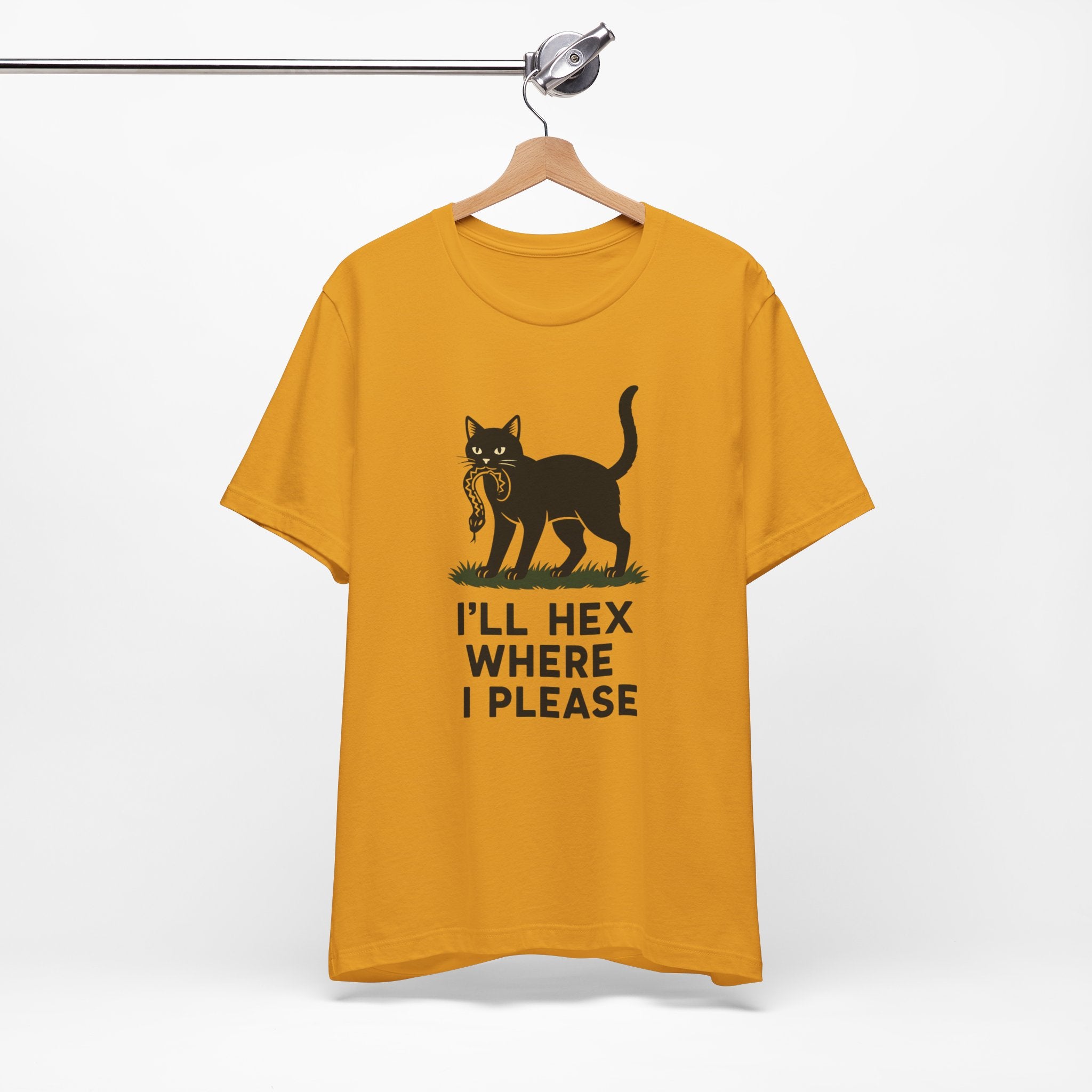 “I'll Hex Where I Please” Cat Tee — Witchy Halloween Graphic T-Shirt