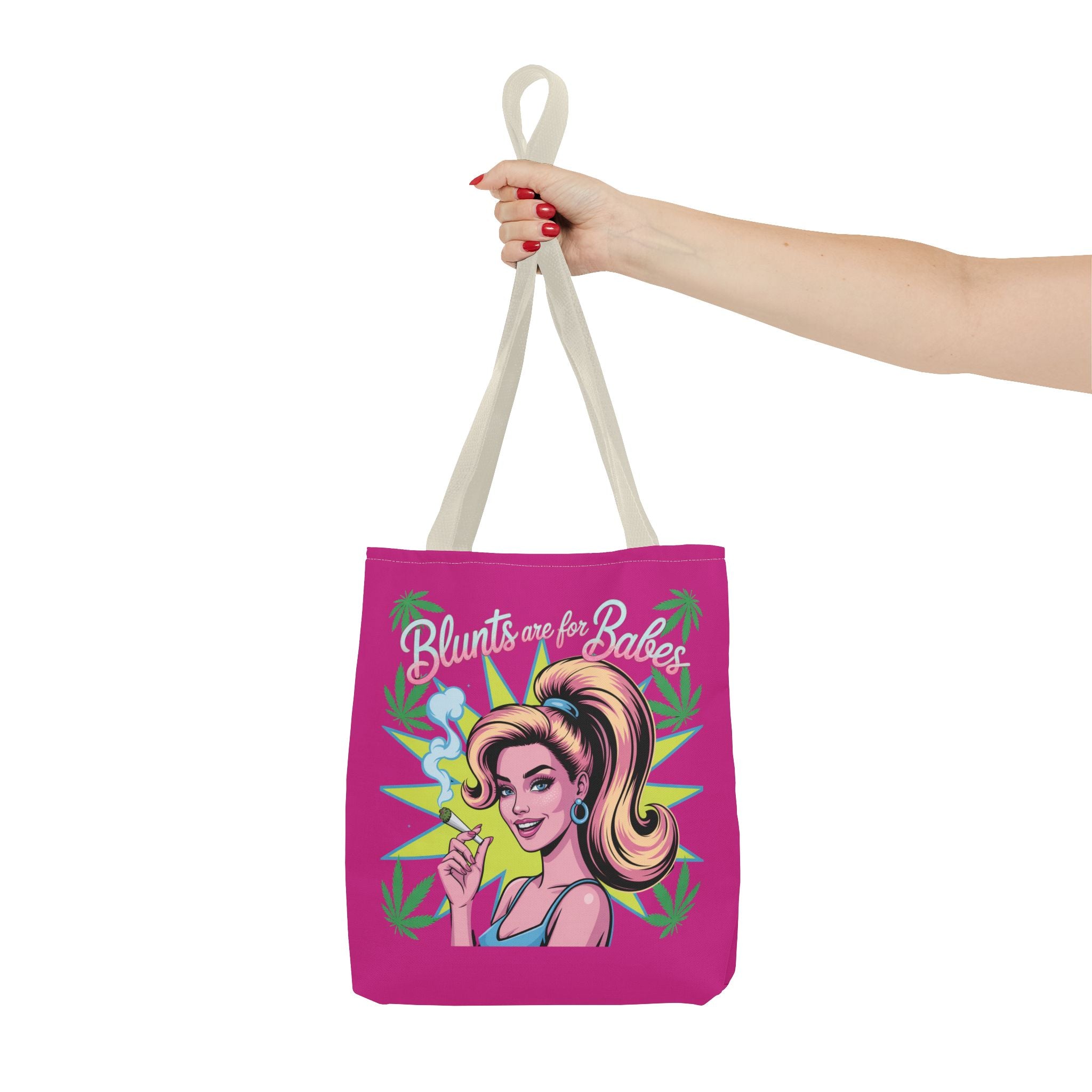 “Blunts Are for Babes” Pink Graphic Tote Bag — Retro Pinup Cannabis Shopper