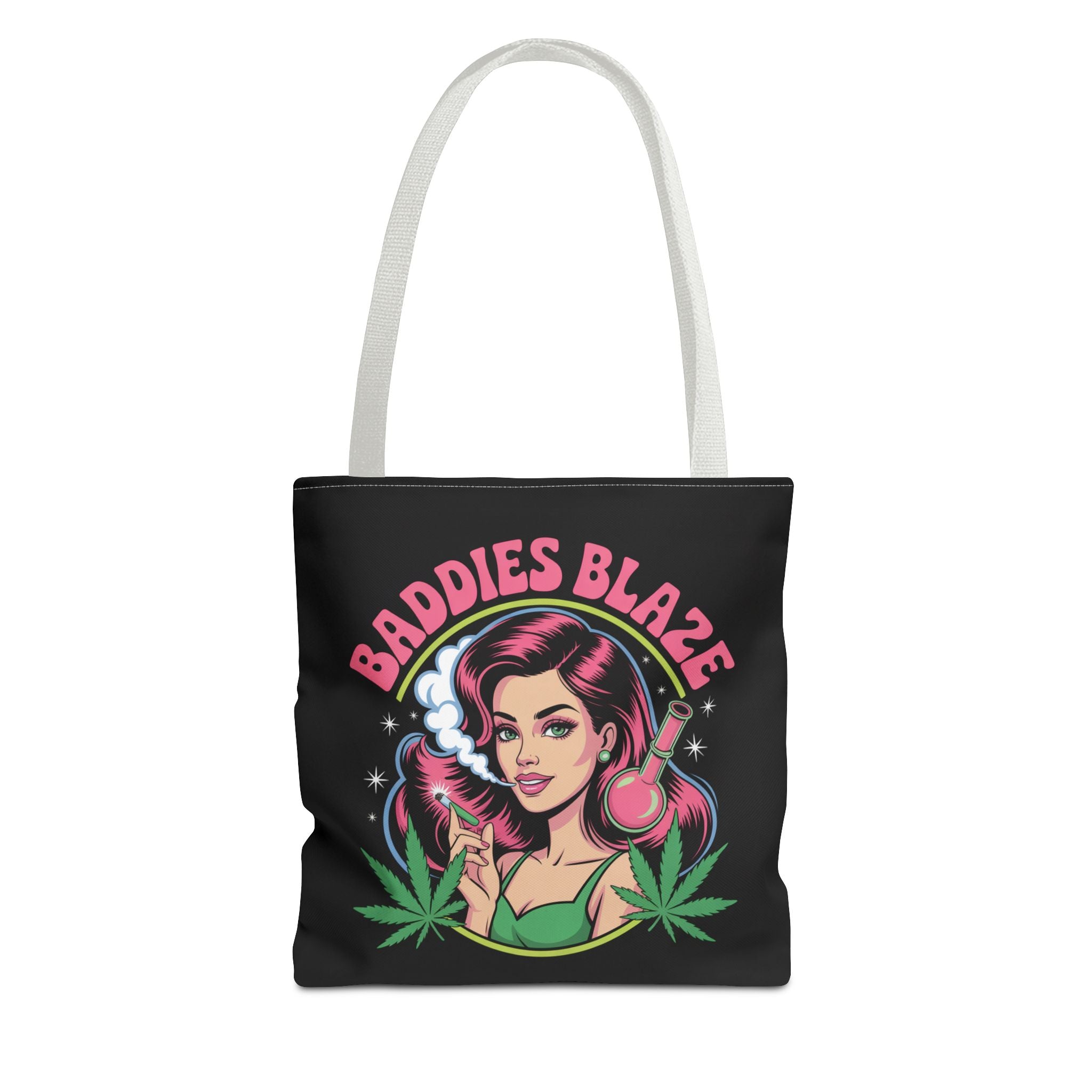 "Baddies Blaze" Retro Pin-Up Cannabis Tote (All-Over Print)