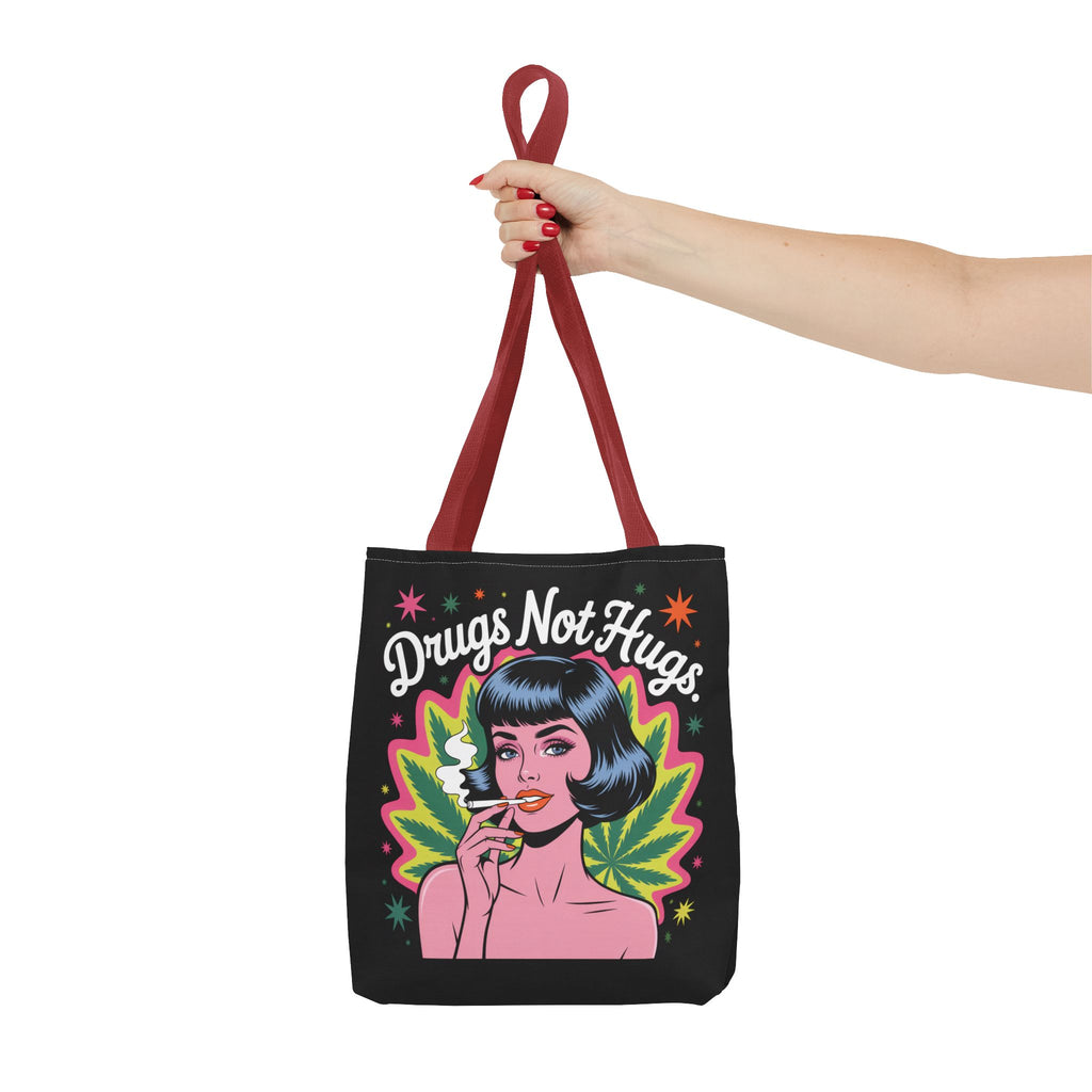 “Drugs Not Hugs” Retro Pin-Up Cannabis Graphic Tote