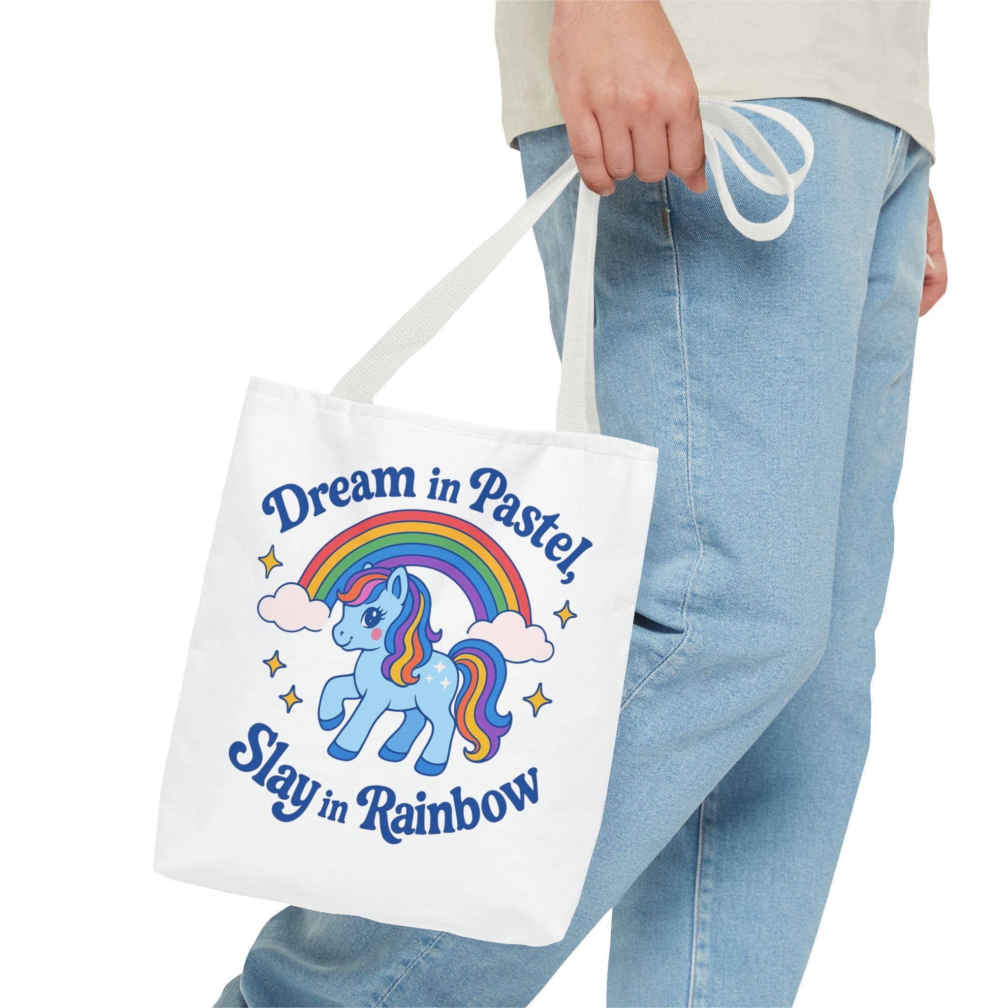 Pastel Rainbow Unicorn Tote Bag — “Dream in Pastel, Slay in Rainbow”