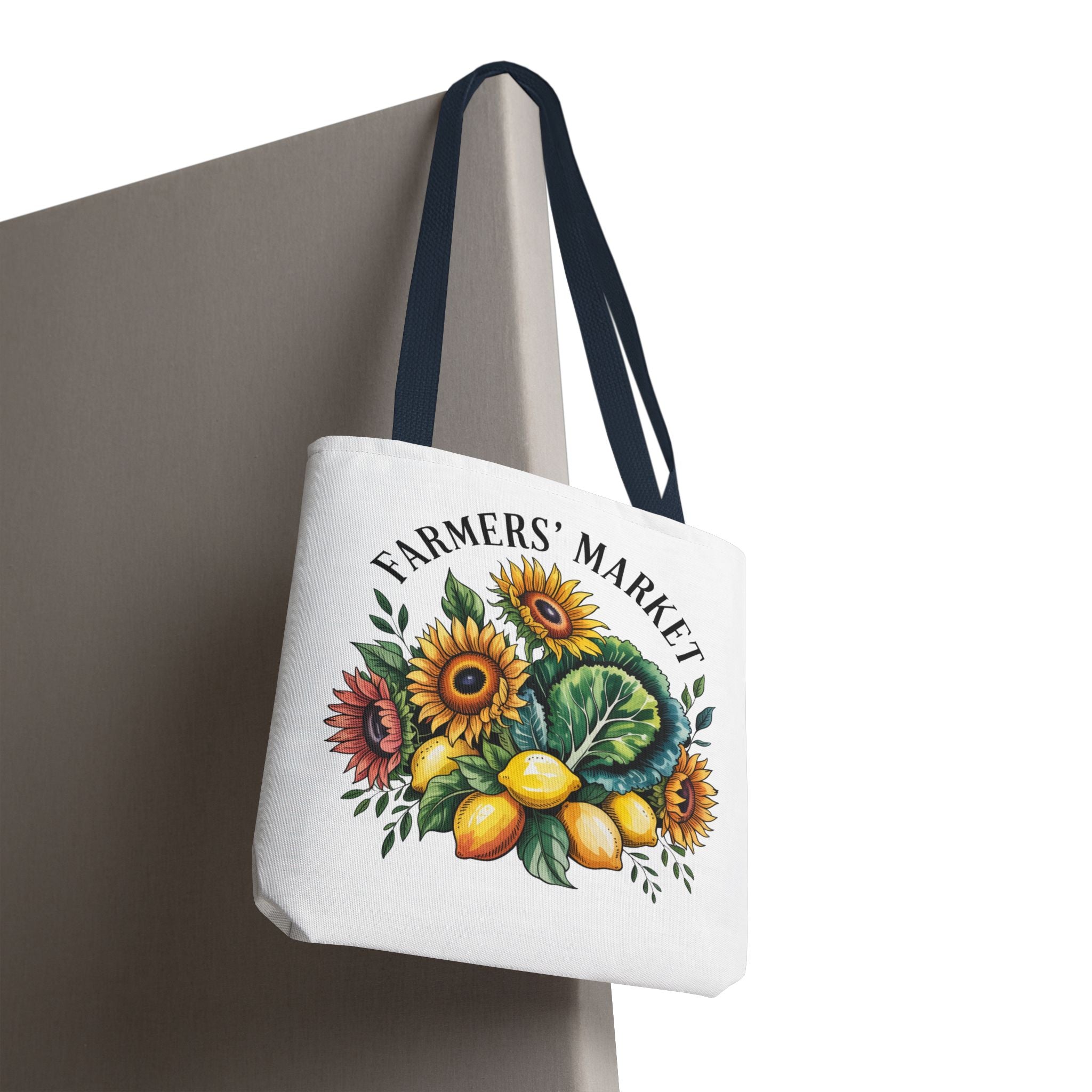 Farmers' Market Tote Bag — Sunflower, Lemons & Greens Market Reusable Grocery Tote
