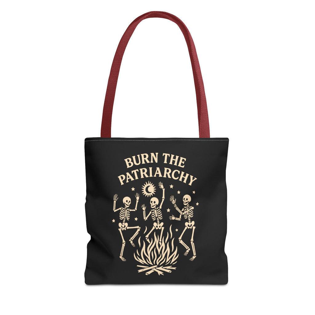 Burn the Patriarchy Skeletons Tote Bag — Feminist Protest Graphic Tote