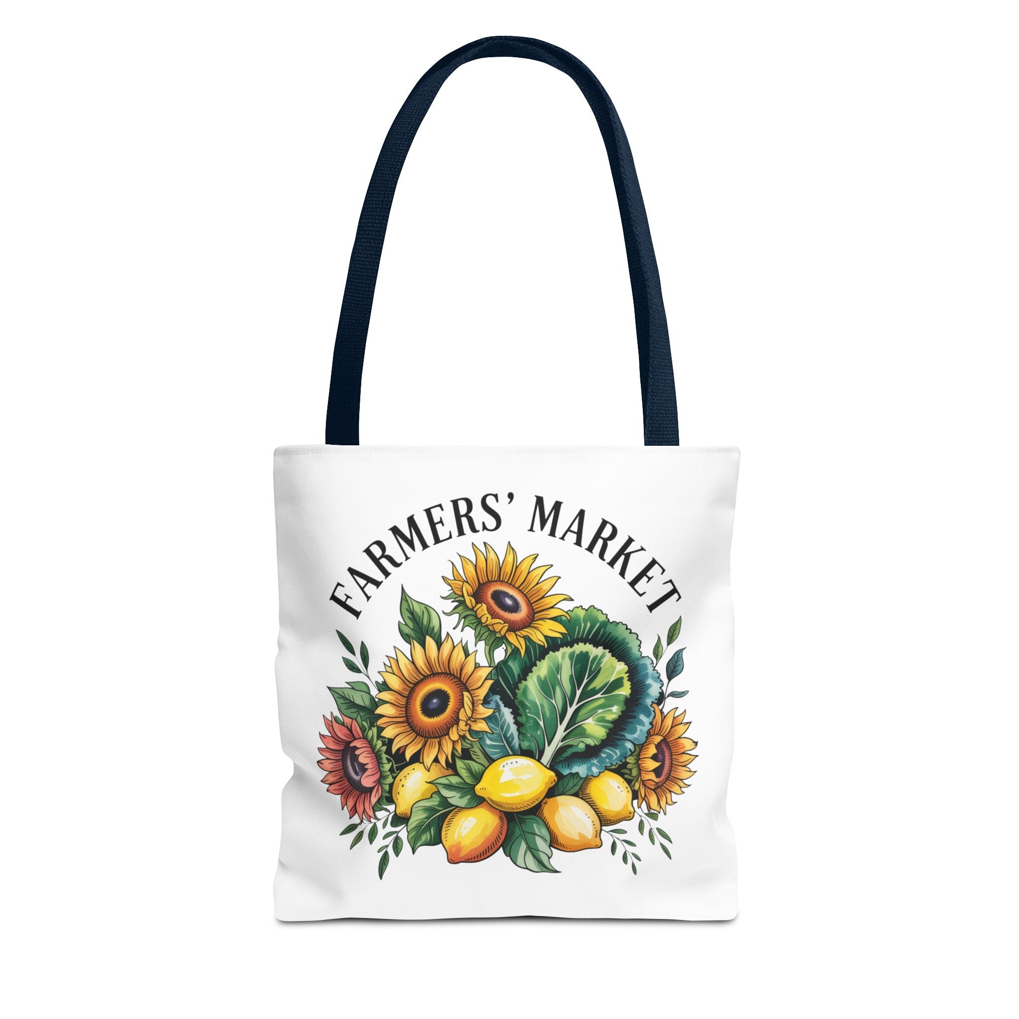 Sac de courses pour marché fermier — Tournesol, citrons et légumes verts Sac de courses réutilisable