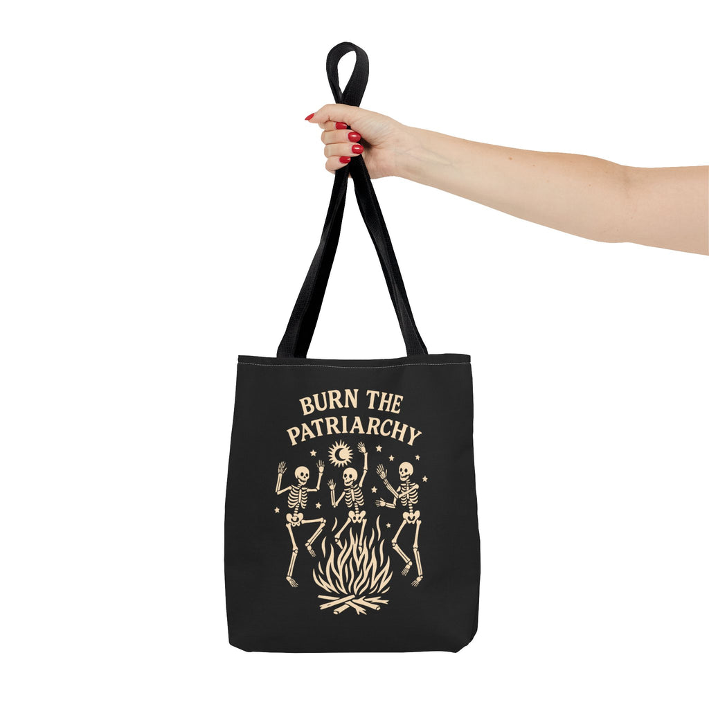 Burn the Patriarchy Skeletons Tote Bag — Feminist Protest Graphic Tote