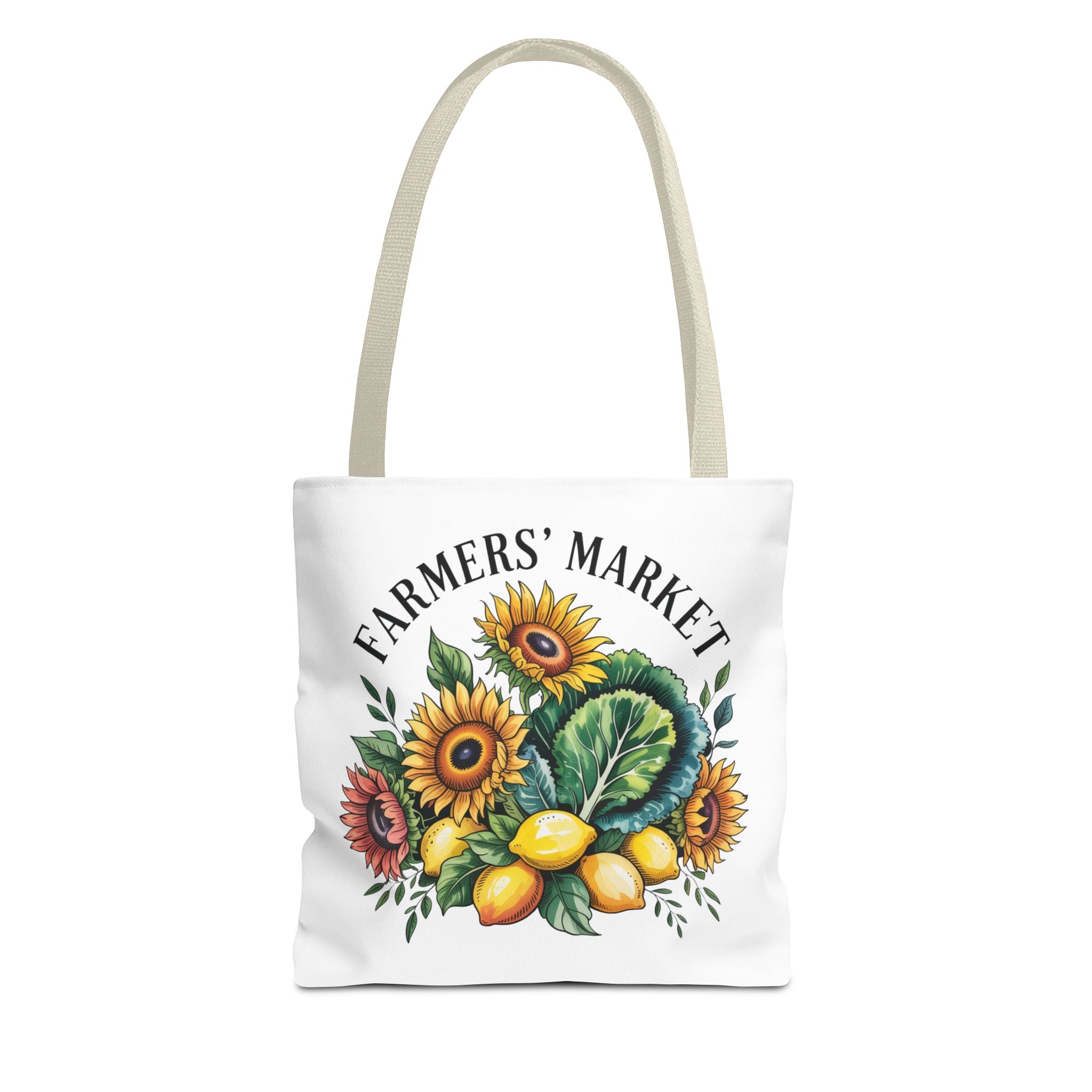 Sac de courses pour marché fermier — Tournesol, citrons et légumes verts Sac de courses réutilisable