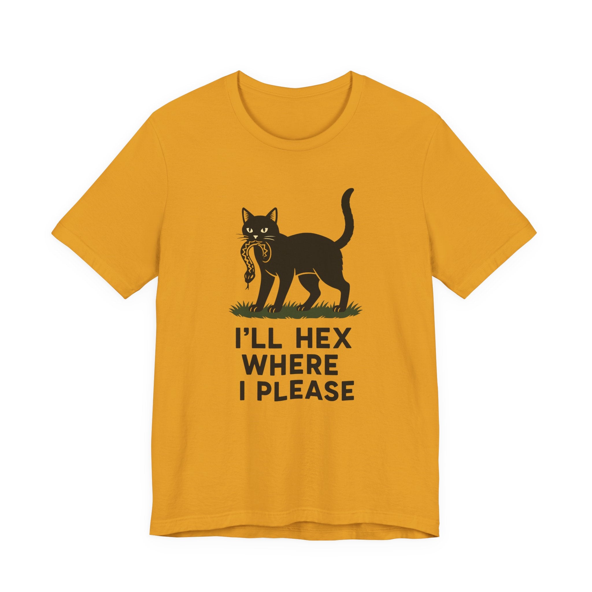 “I'll Hex Where I Please” Cat Tee — Witchy Halloween Graphic T-Shirt