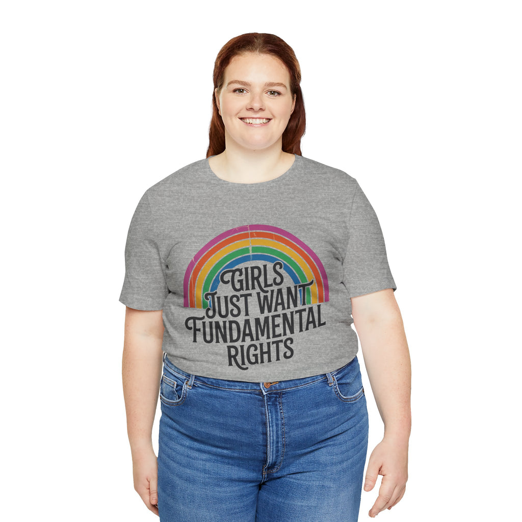 “Girls Just Want Fundamental Rights” Tee — Feminist Rainbow Graphic T-Shirt