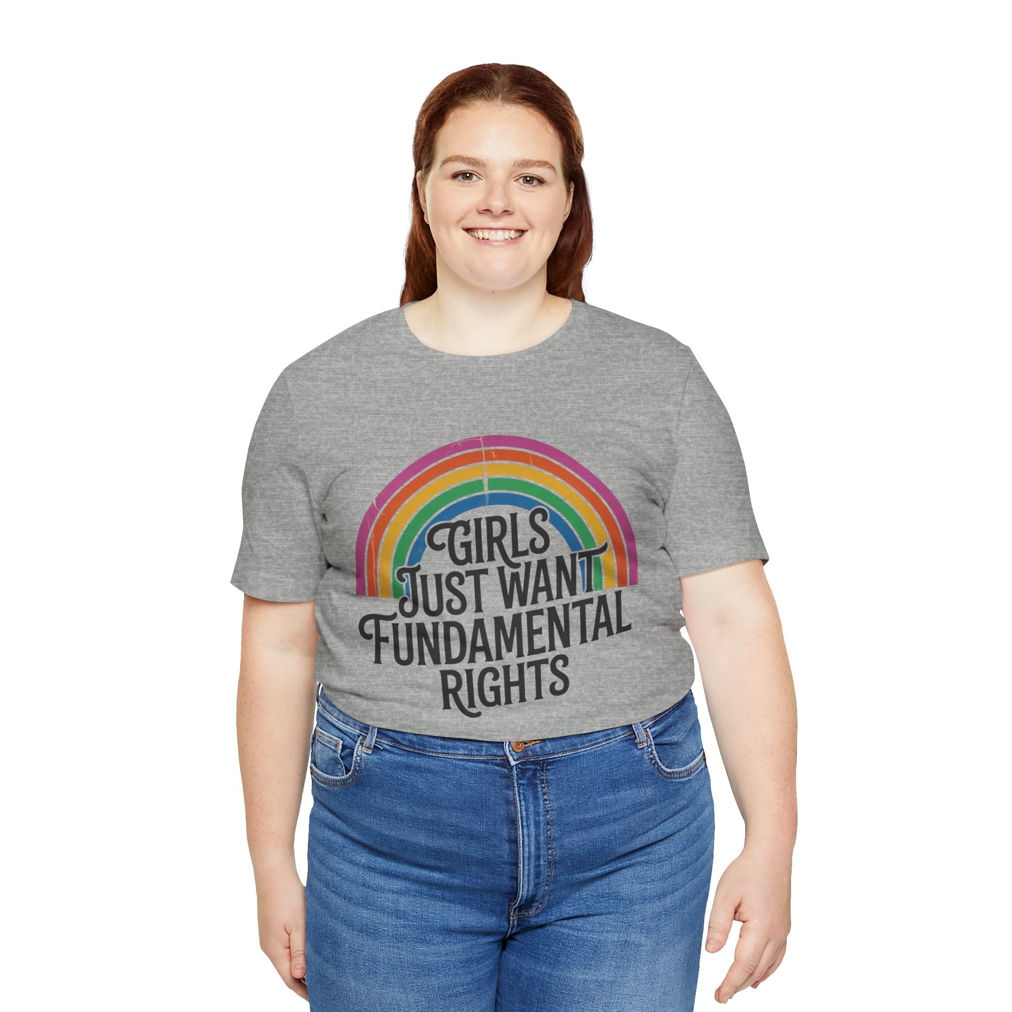 “Girls Just Want Fundamental Rights” Tee — Feminist Rainbow Graphic T-Shirt