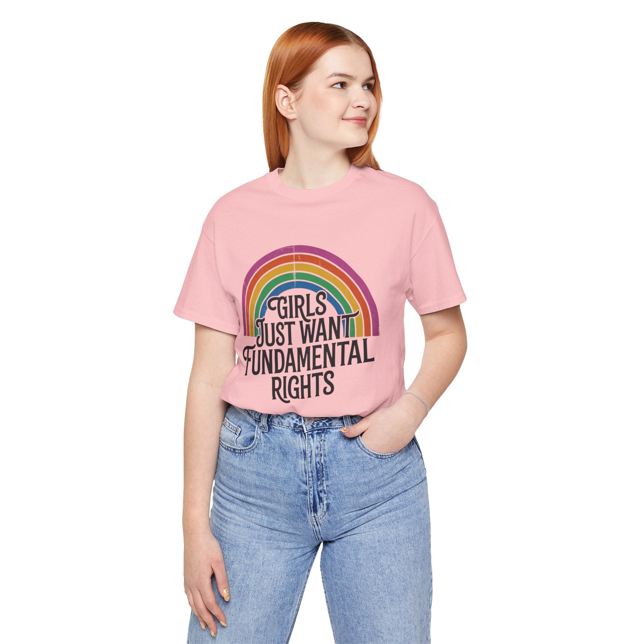 “Girls Just Want Fundamental Rights” Tee — Feminist Rainbow Graphic T-Shirt