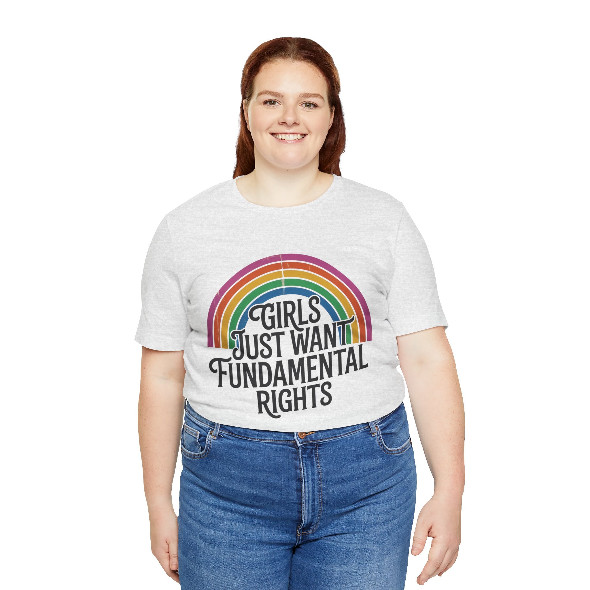“Girls Just Want Fundamental Rights” Tee — Feminist Rainbow Graphic T-Shirt