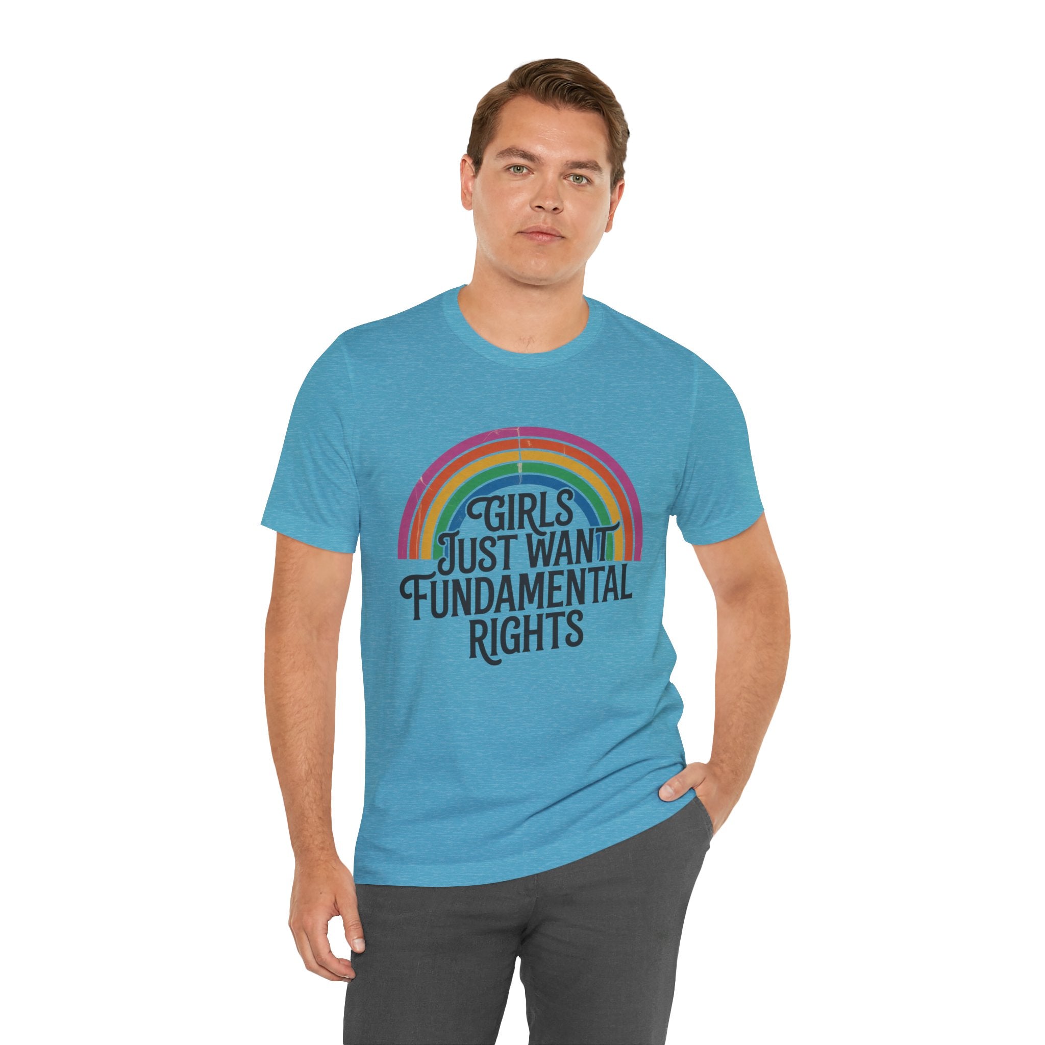 “Girls Just Want Fundamental Rights” Tee — Feminist Rainbow Graphic T-Shirt