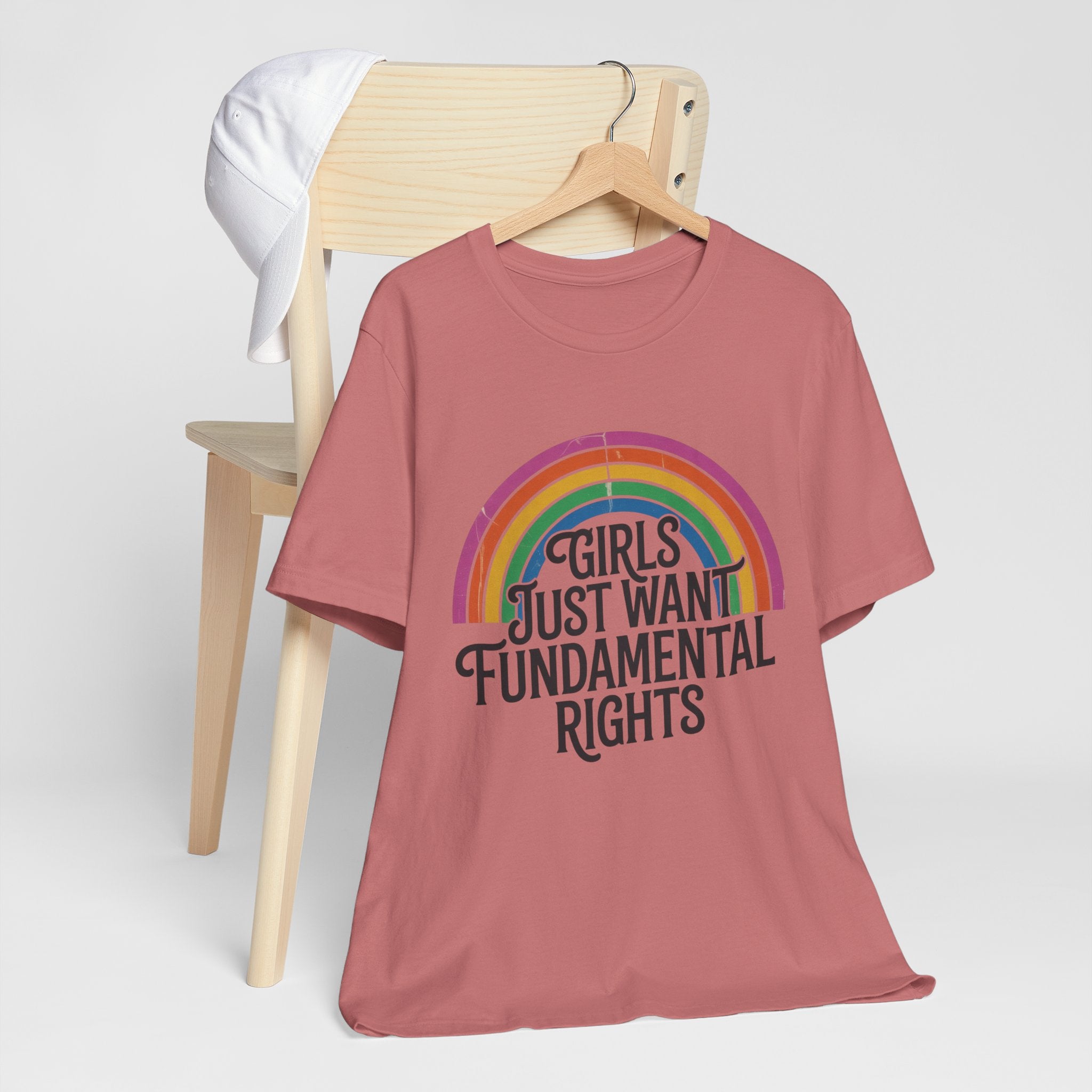 “Girls Just Want Fundamental Rights” Tee — Feminist Rainbow Graphic T-Shirt