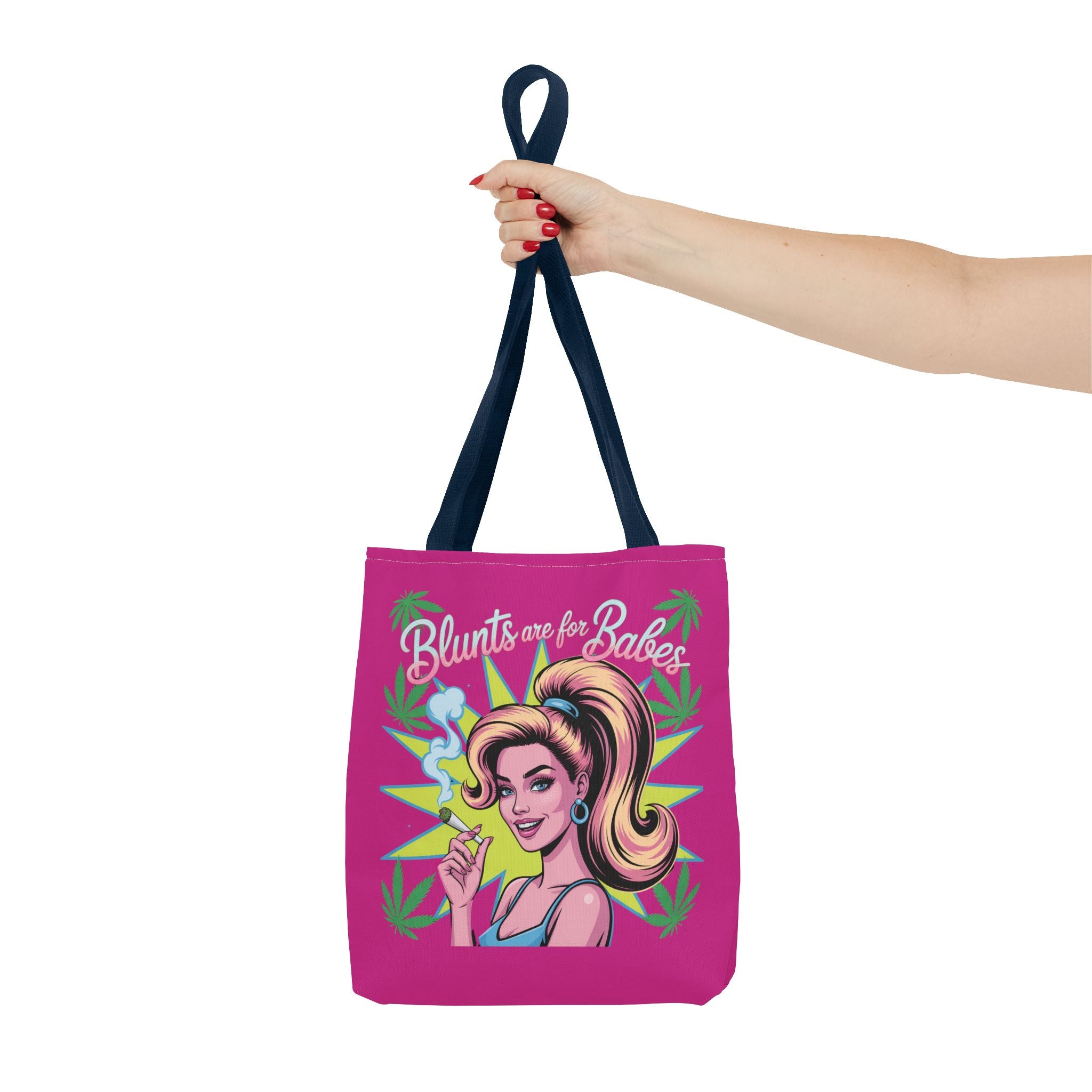 “Blunts Are for Babes” Pink Graphic Tote Bag — Retro Pinup Cannabis Shopper