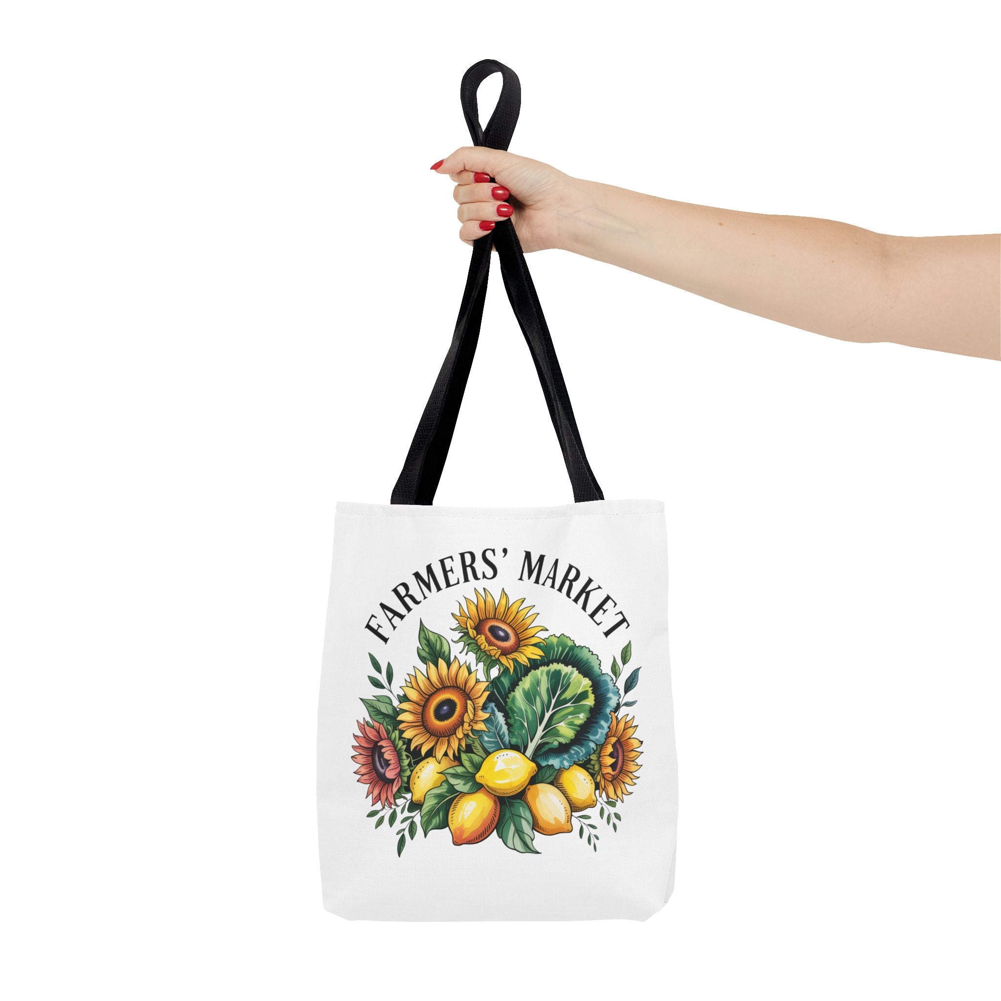 Farmers' Market Tote Bag — Sunflower, Lemons & Greens Market Reusable Grocery Tote