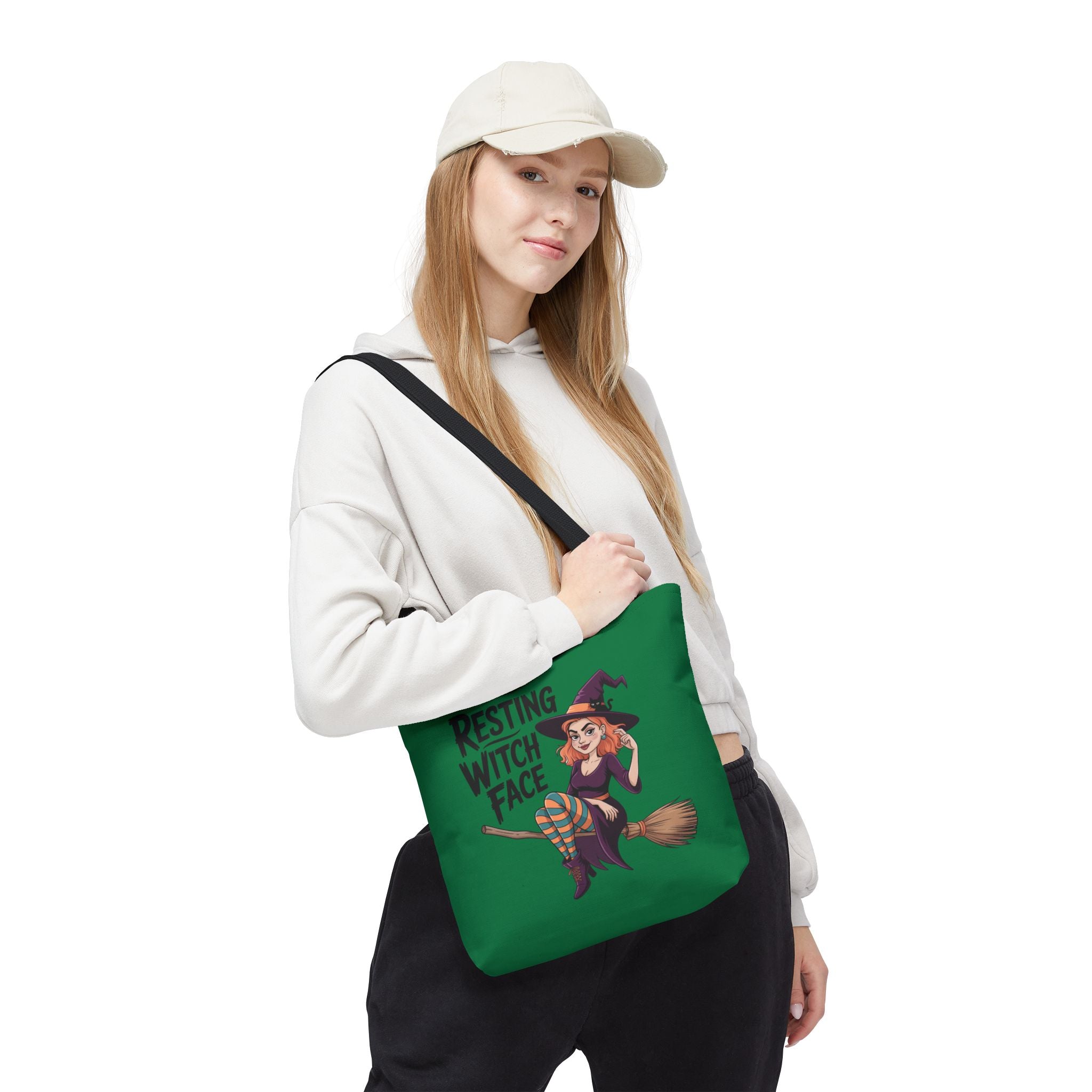 “Resting Witch Face” Tote Bag — Halloween Witch Illustration Tote