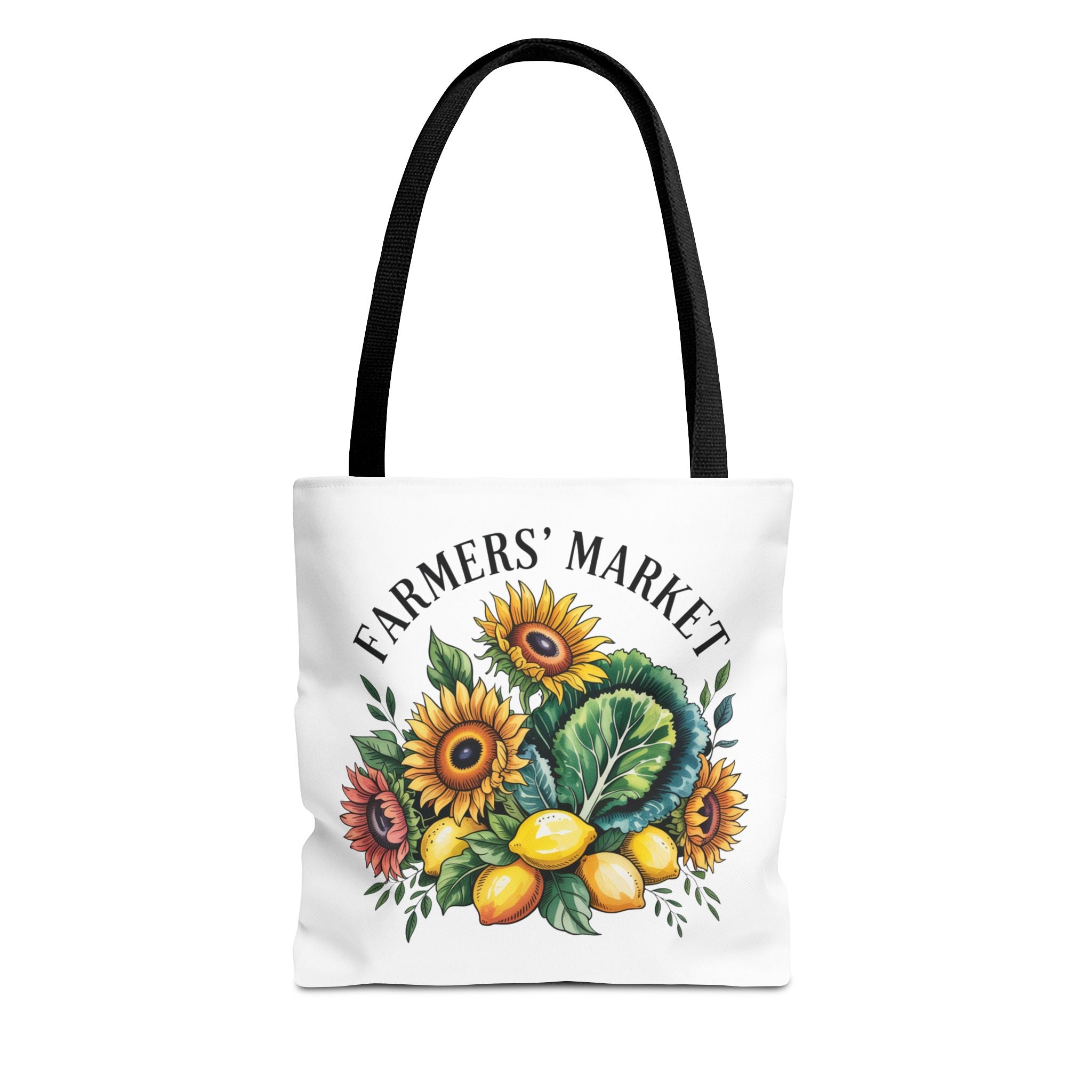 Farmers' Market Tote Bag — Sunflower, Lemons & Greens Market Reusable Grocery Tote
