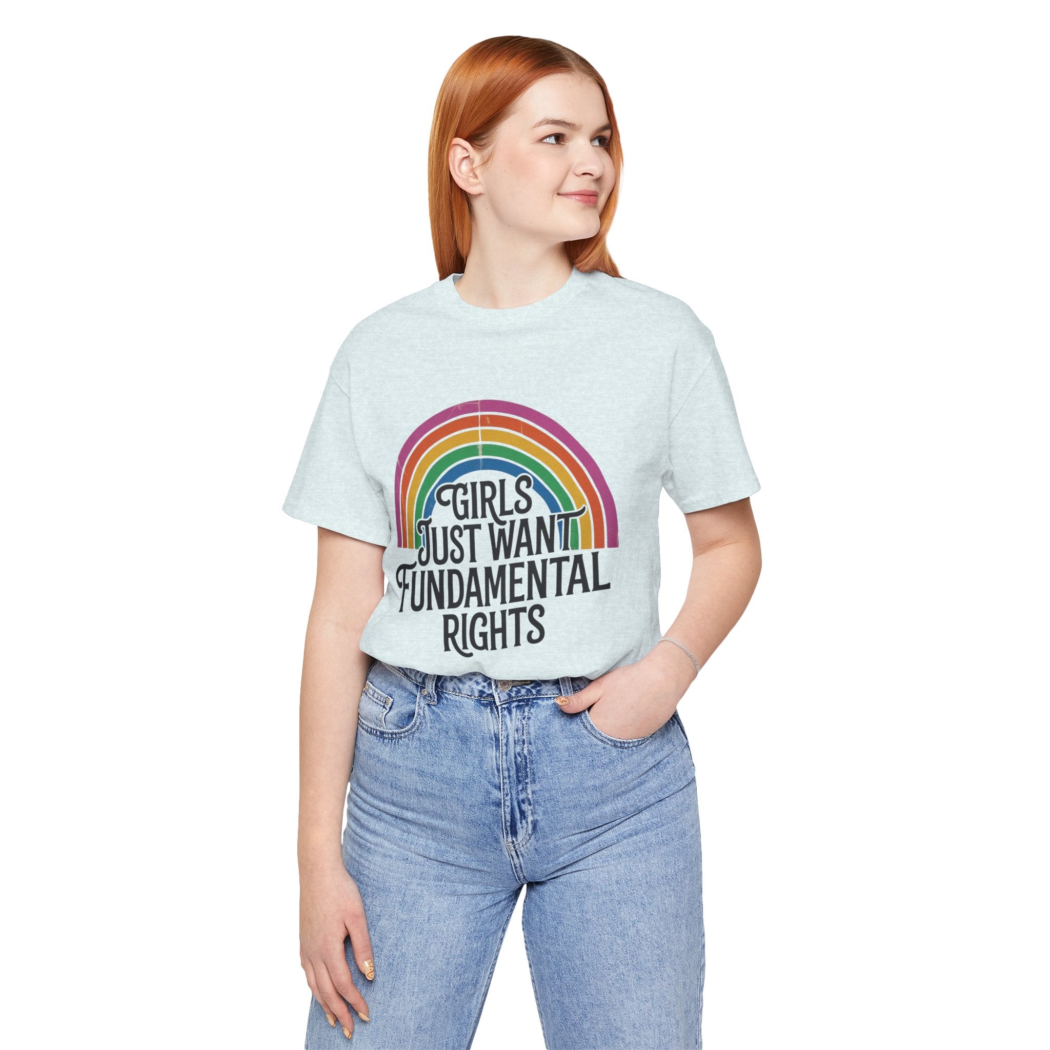 “Girls Just Want Fundamental Rights” Tee — Feminist Rainbow Graphic T-Shirt