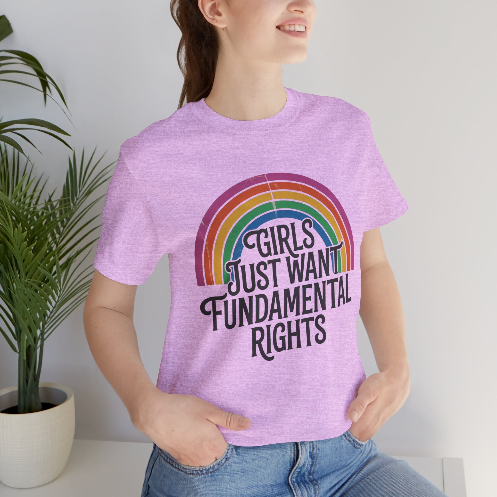 “Girls Just Want Fundamental Rights” Tee — Feminist Rainbow Graphic T-Shirt