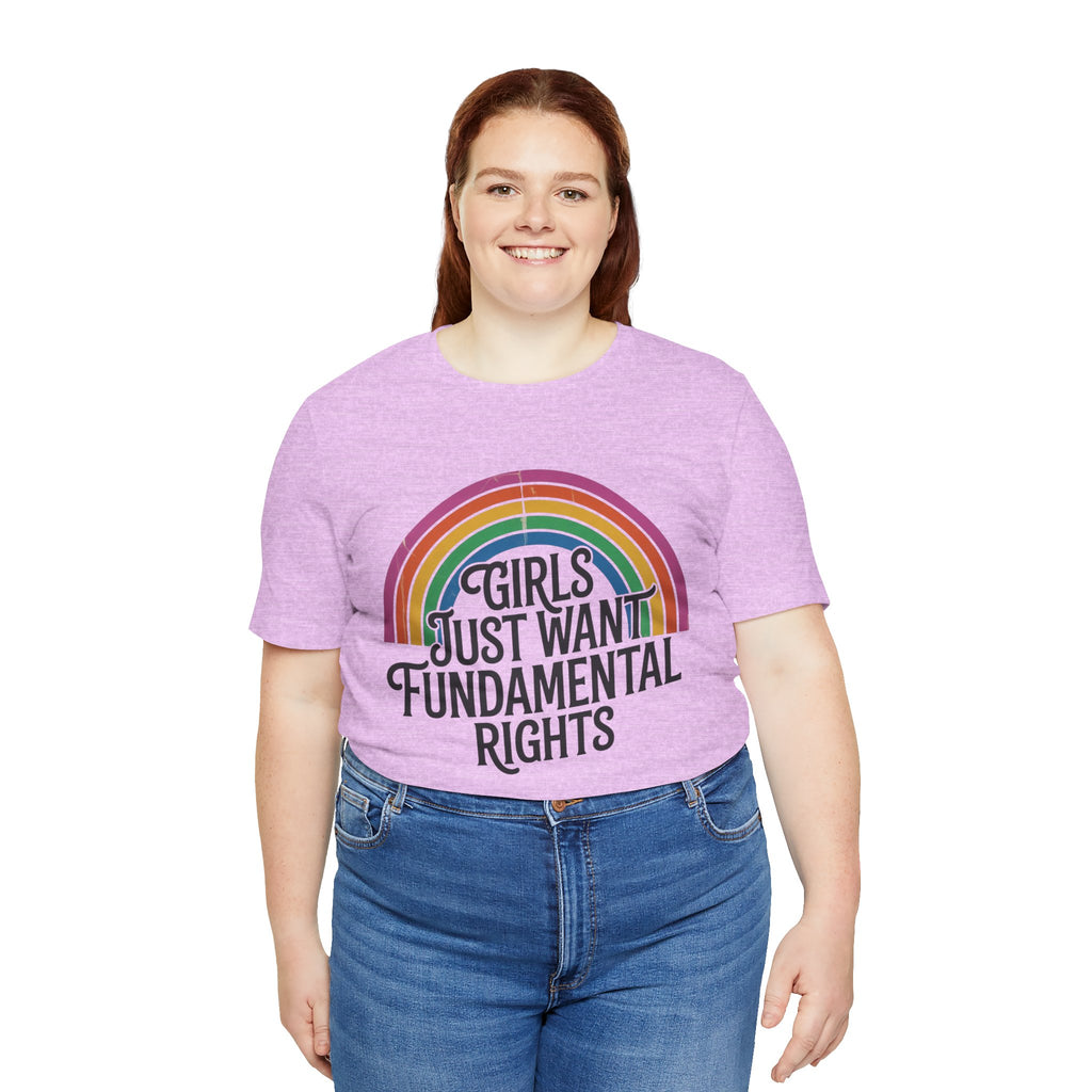 “Girls Just Want Fundamental Rights” Tee — Feminist Rainbow Graphic T-Shirt