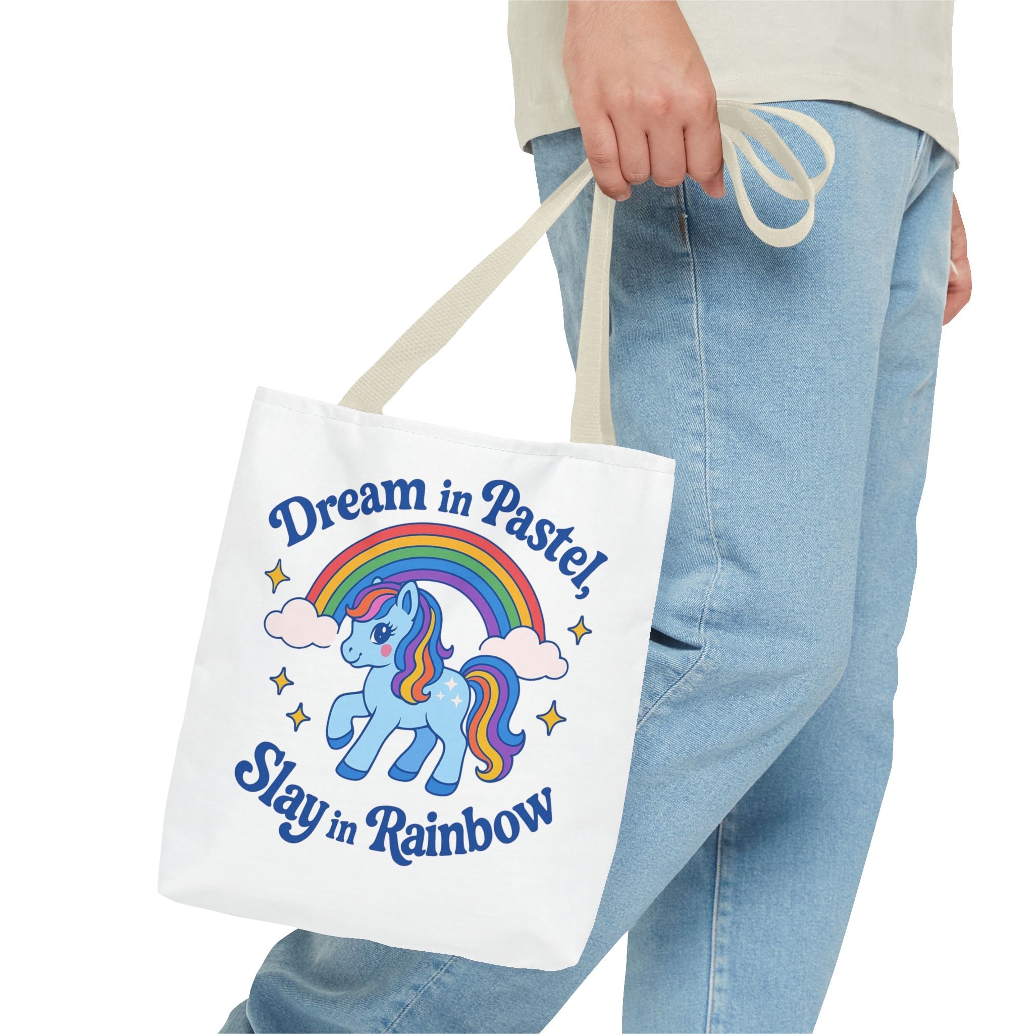 Pastel Rainbow Unicorn Tote Bag — “Dream in Pastel, Slay in Rainbow”
