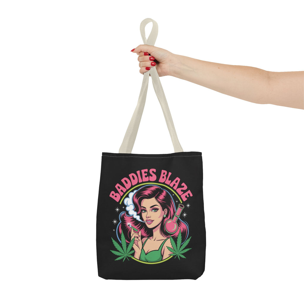 "Baddies Blaze" Retro Pin-Up Cannabis Tote (All-Over Print)