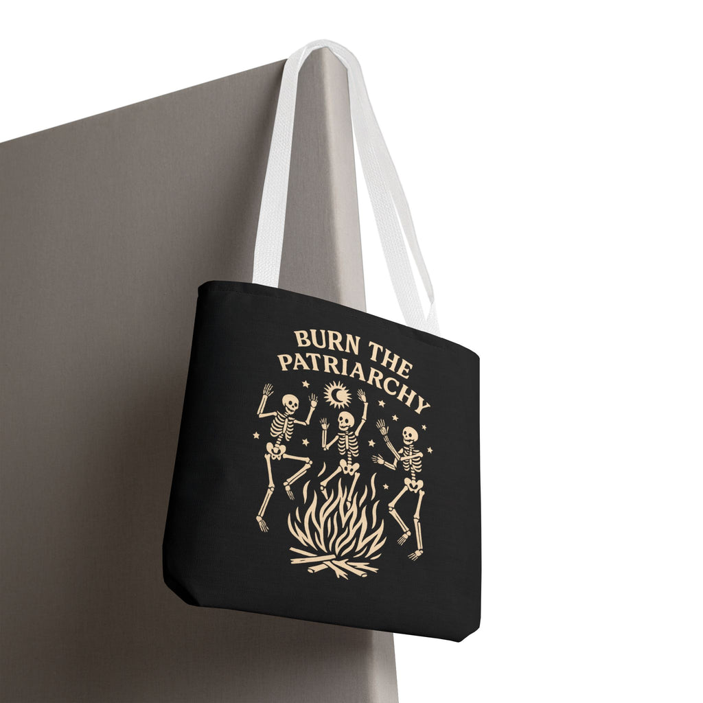 Burn the Patriarchy Skeletons Tote Bag — Feminist Protest Graphic Tote