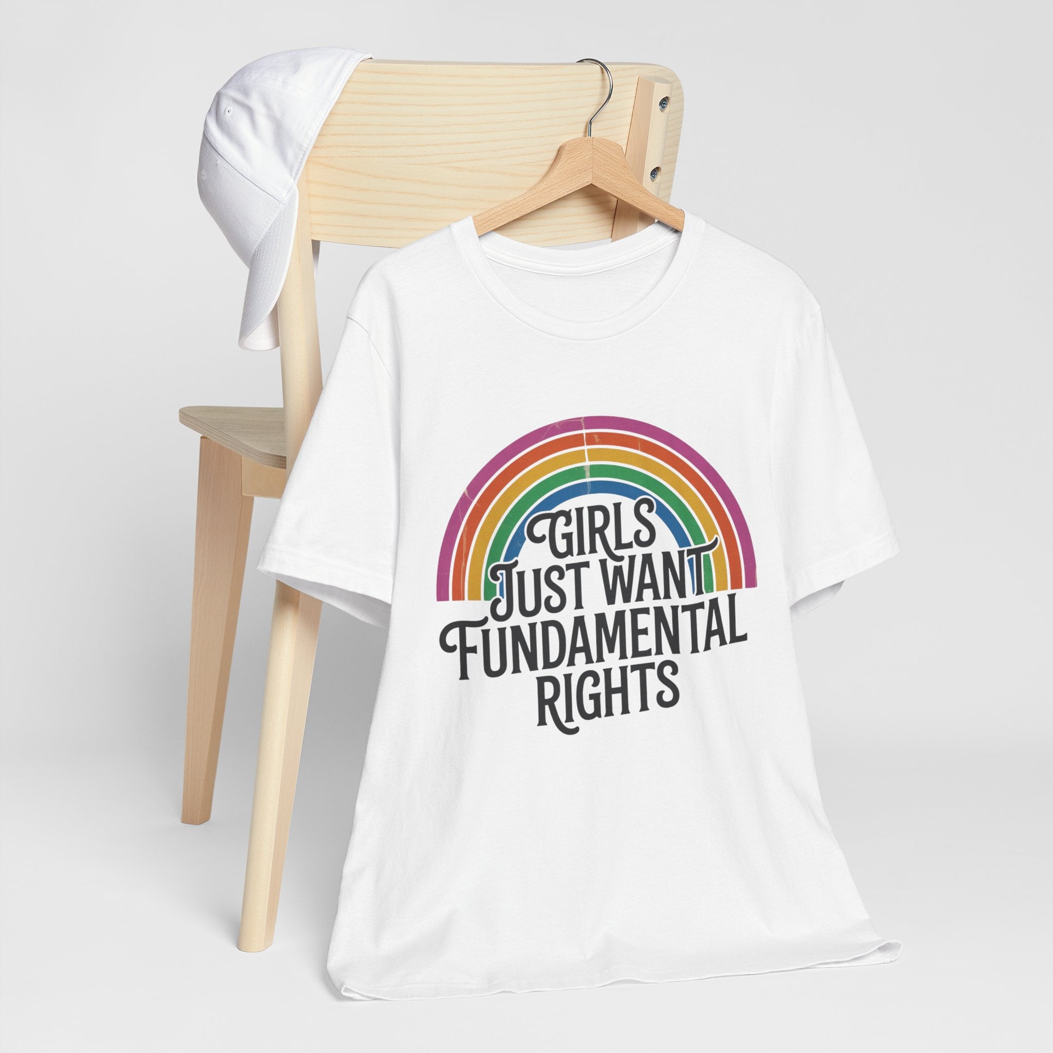 “Girls Just Want Fundamental Rights” Tee — Feminist Rainbow Graphic T-Shirt